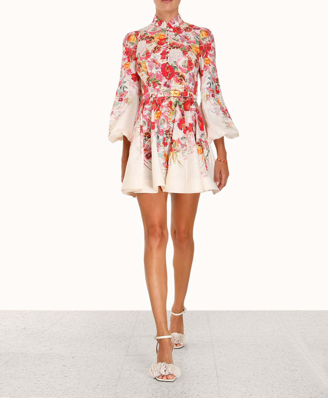 Zimmermann Jurk Wonderland Buttoned Mini Beige