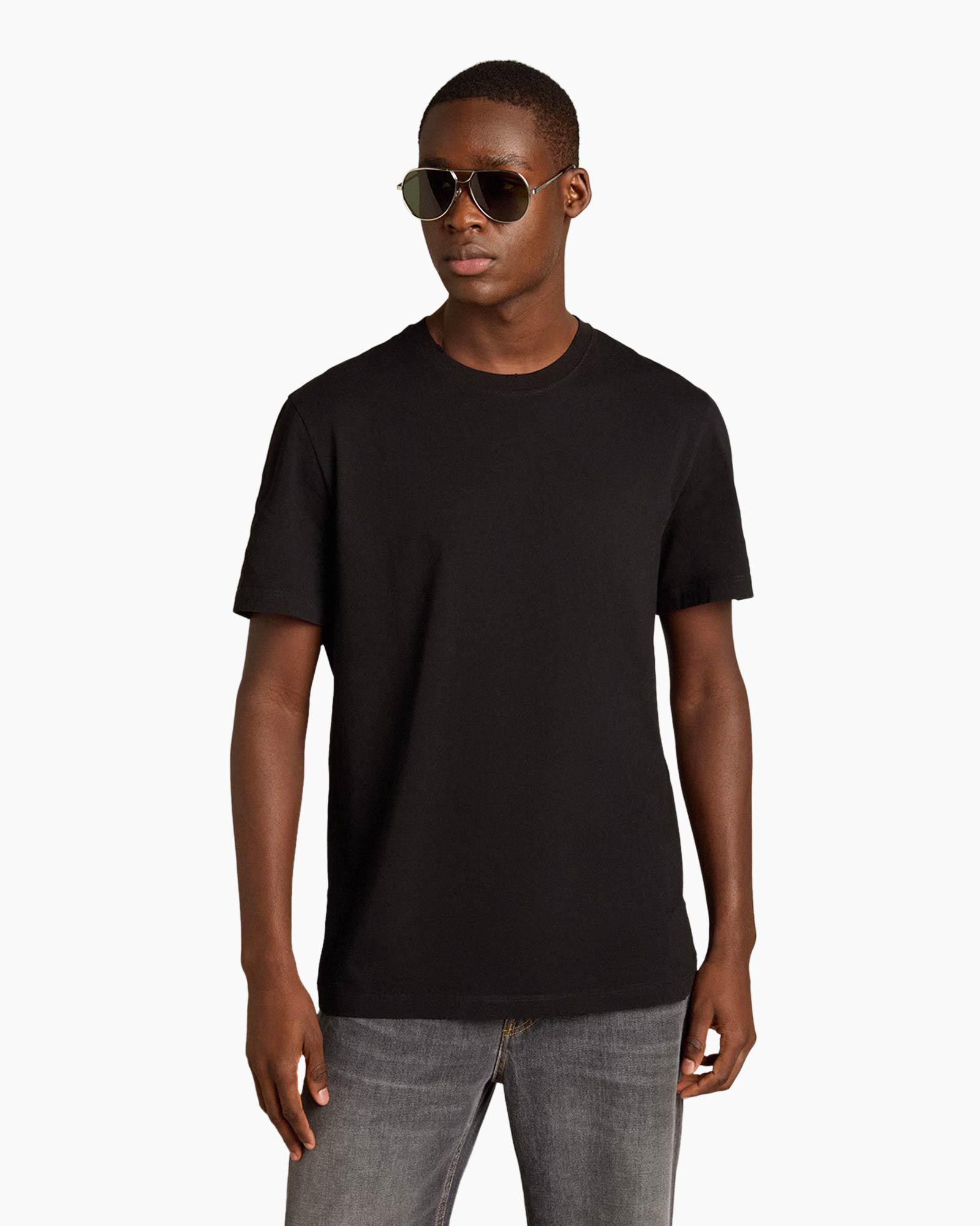 T-shirt Korte Mouw Golden M's Regular Distressed C Zwart