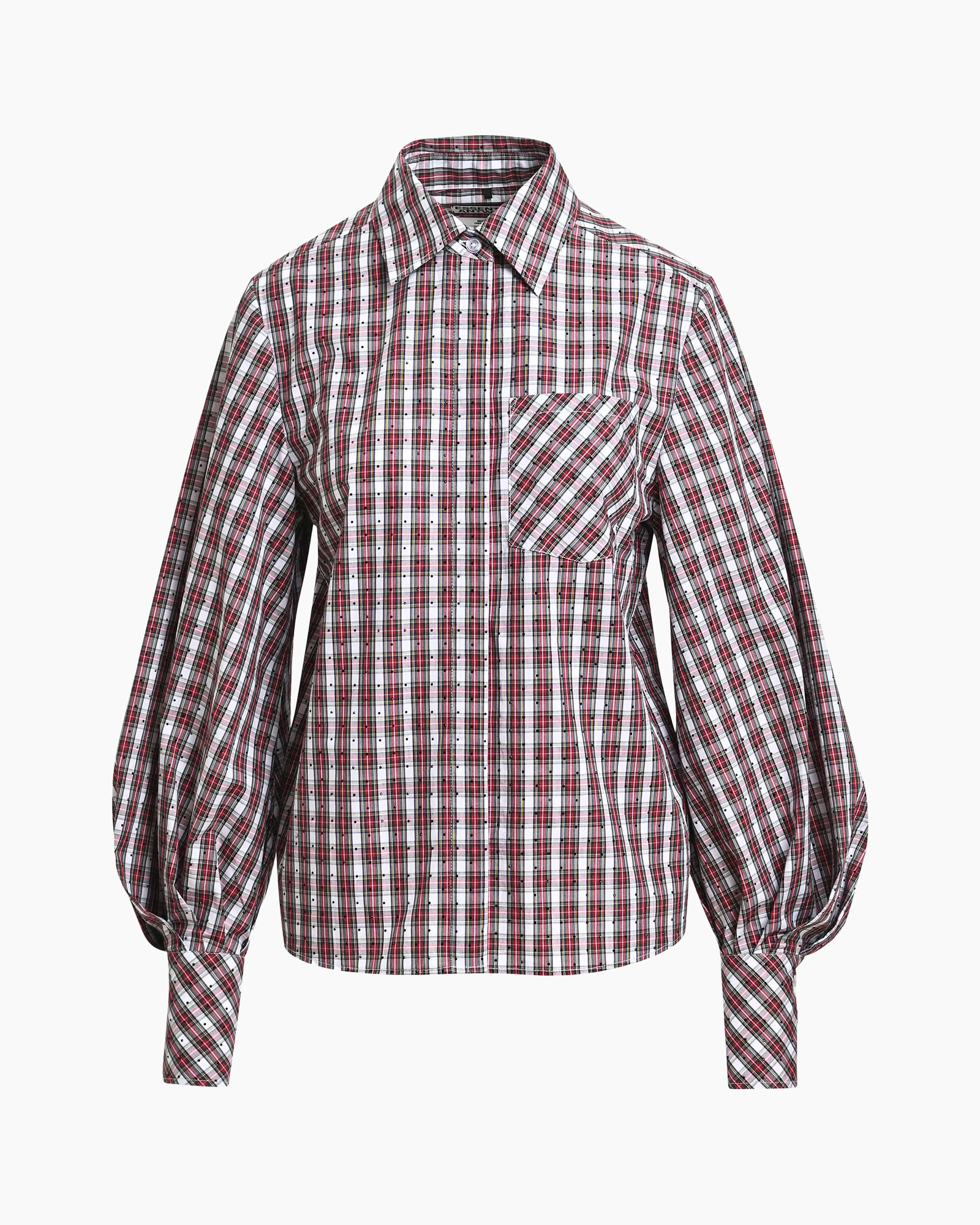 geruite shirt, knopen-down, langer mouw, zak, kraag