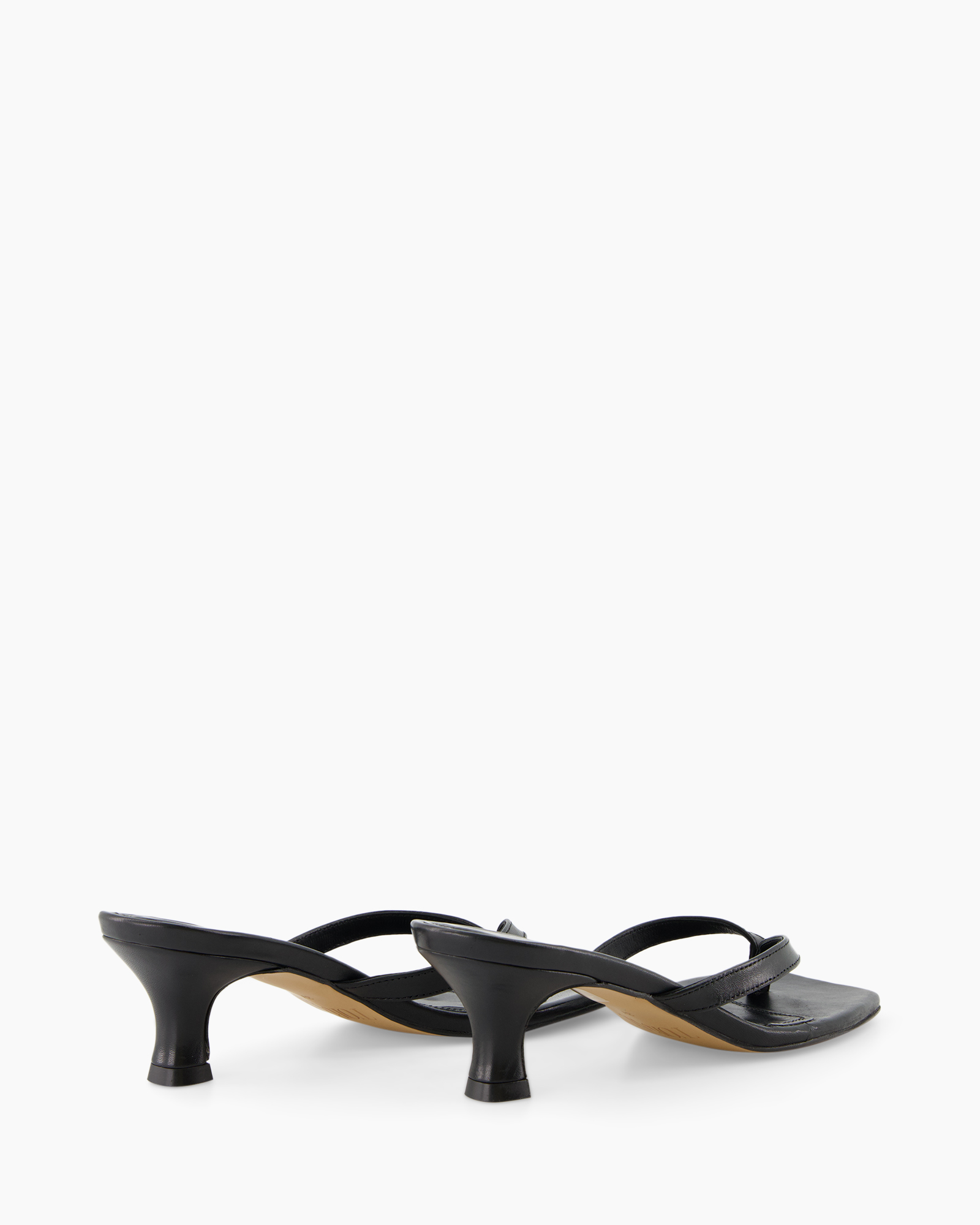 sandals, black, mid-heel, strappy, slip-on