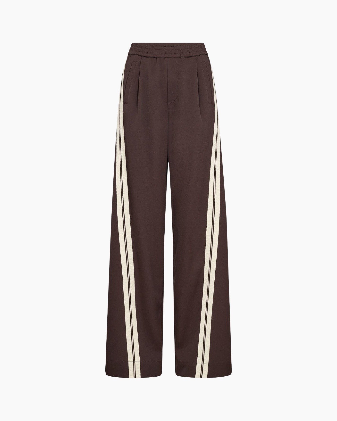 broek, broeken, wijd, gestreept, bruin