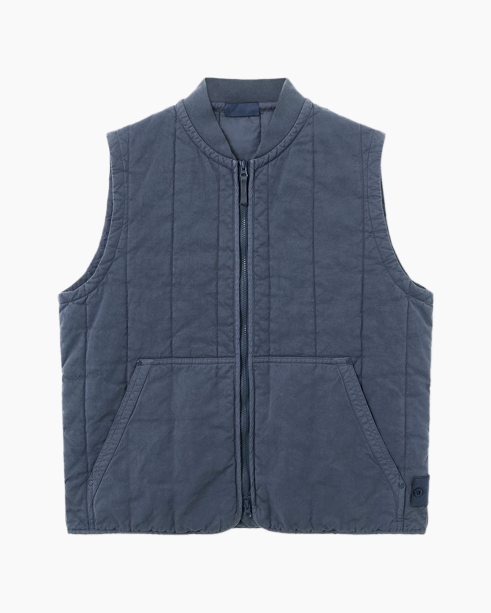 vest, quilting, gevoerd, rits, zakken