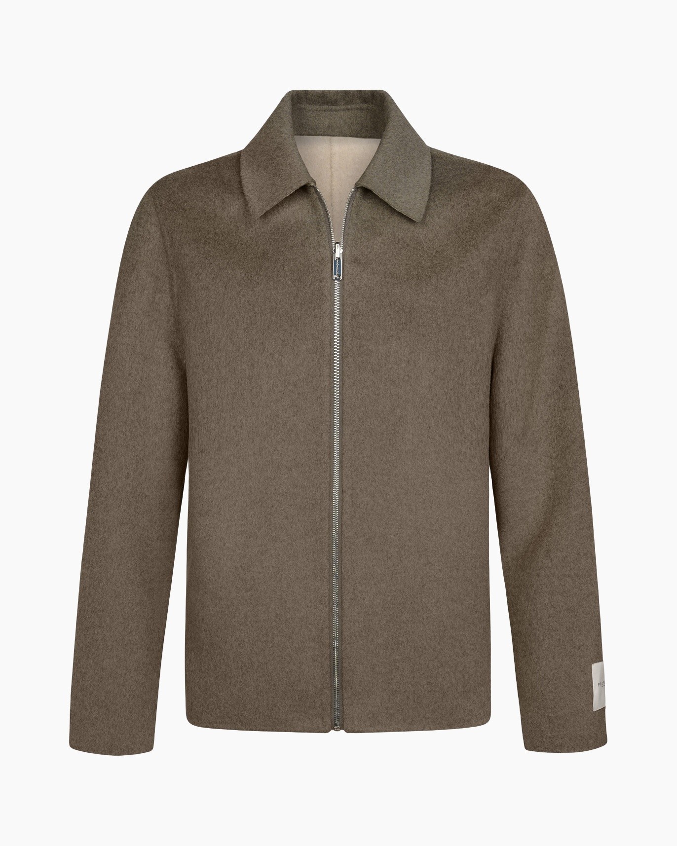 rits, jacket, bruin, kraag, lange mouw