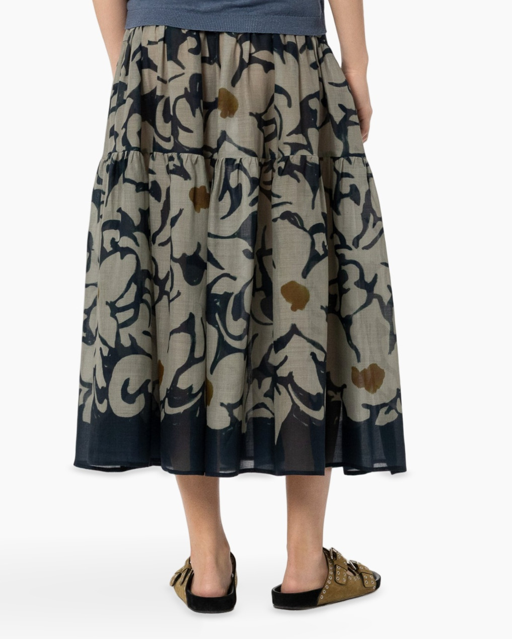 rok, maxi rok, camouflage patroon, gelaagde rok, linnenmix