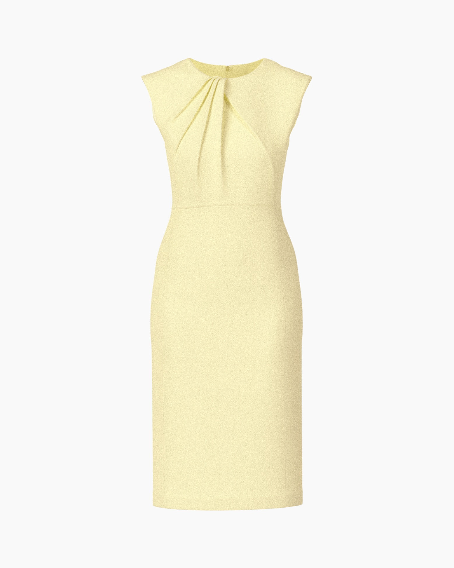 dress, pencil dress, knee-length, sleeveless, pleated front