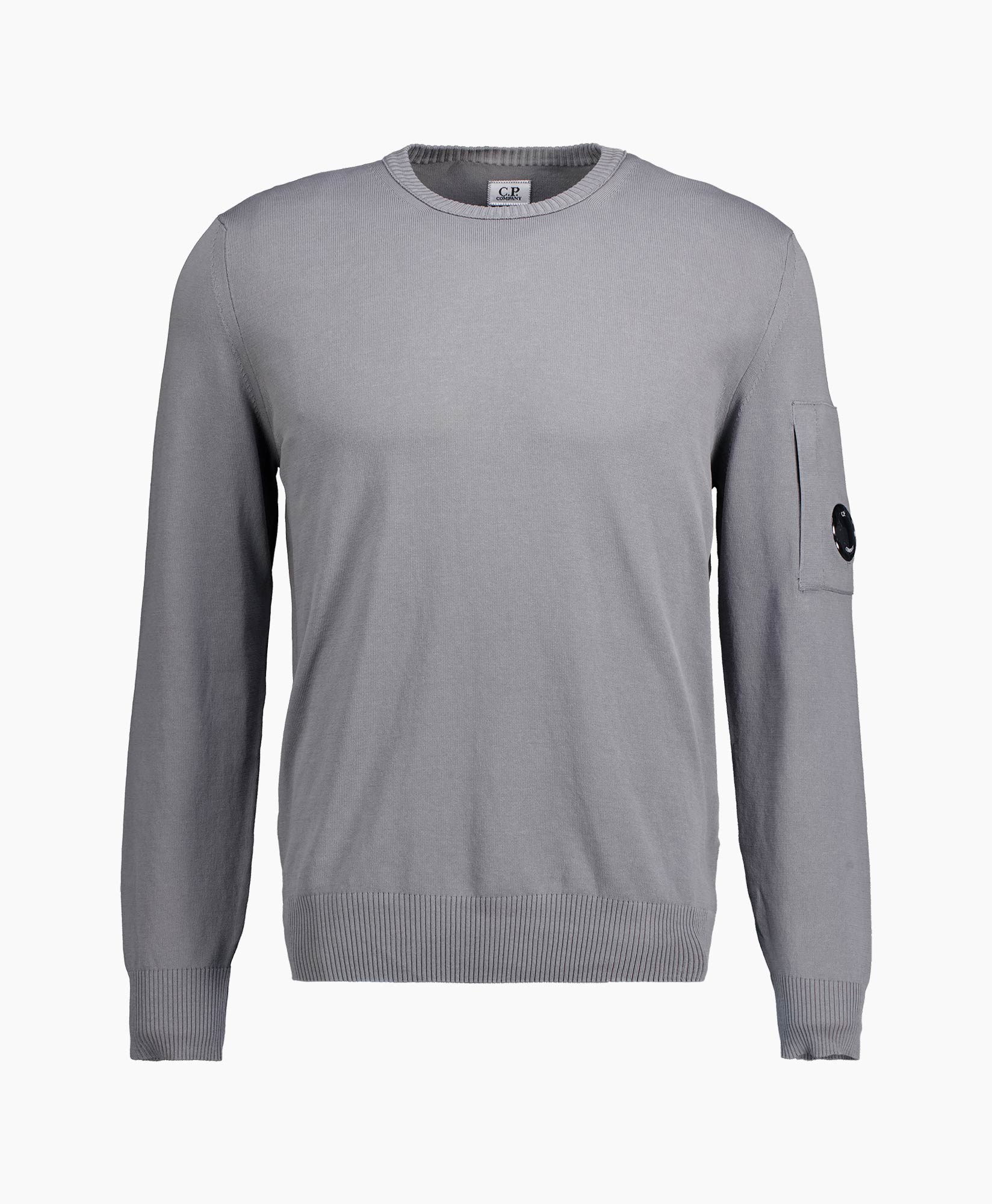 Pullover Cotton Crepe Crewneck Goggle midden grijs