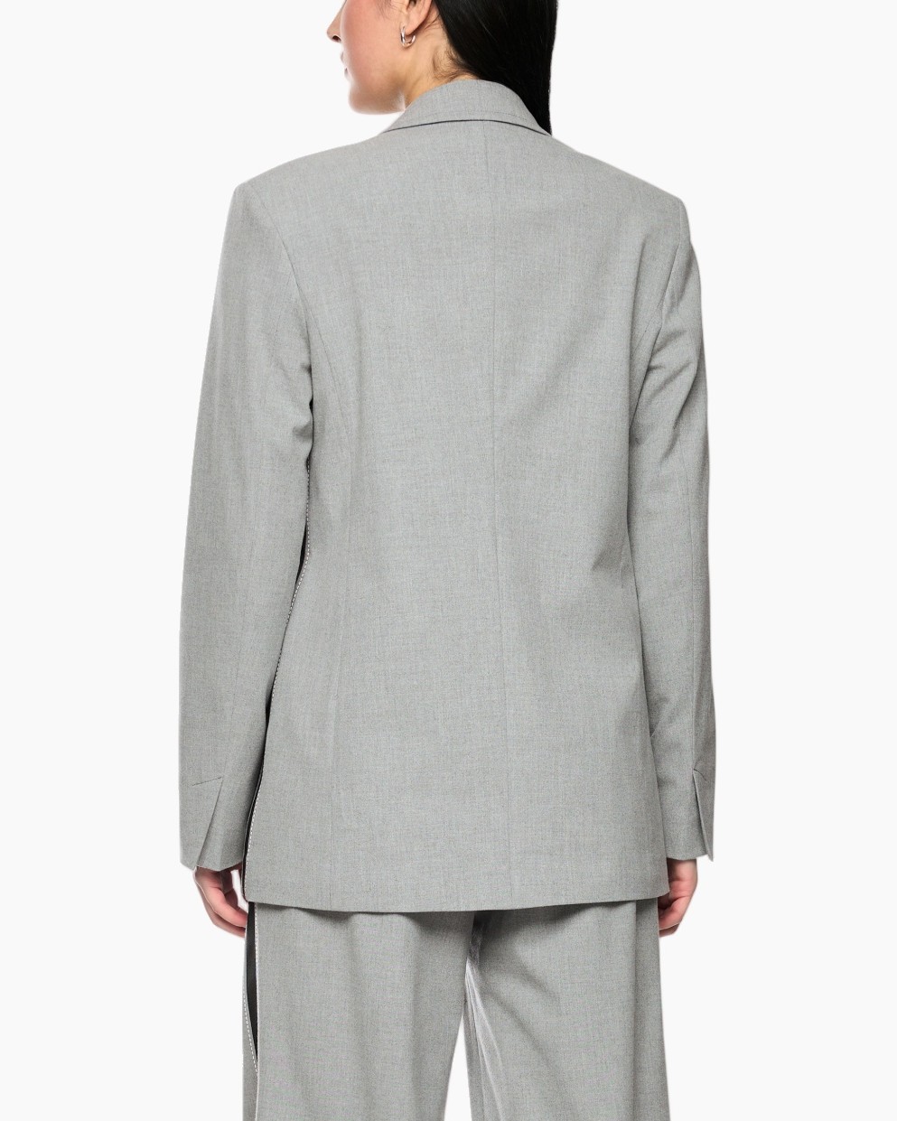 blazer, pak, grijs, zakken, dubbelreeks