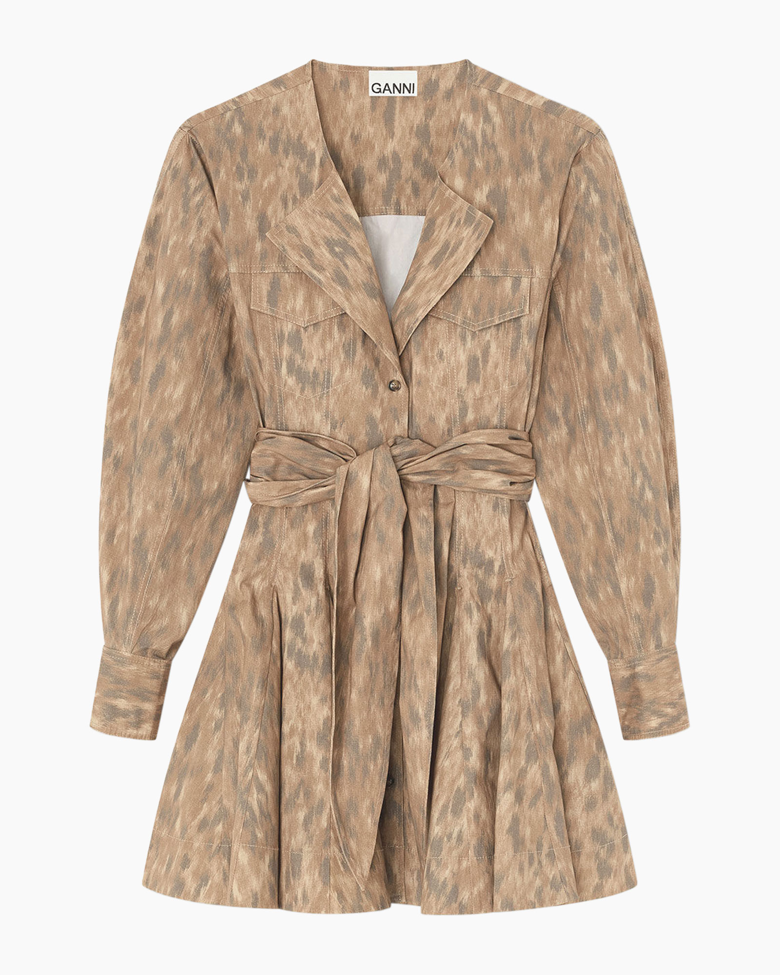 jas, jasje, ceintuur, touwriem, wildprint, neutraal-tan