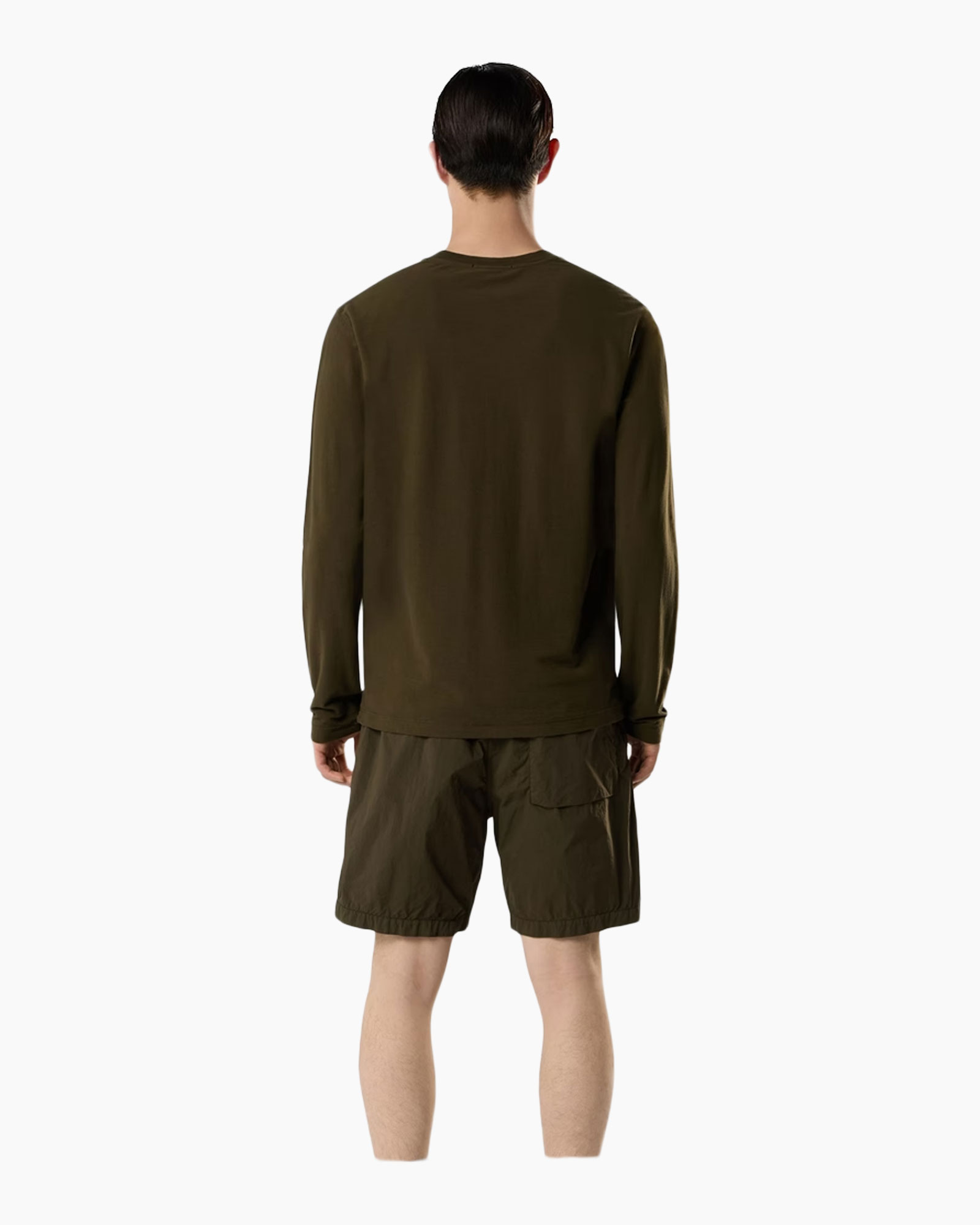 langelong, olijfgroen, rondnek, logoﬀragment, casual