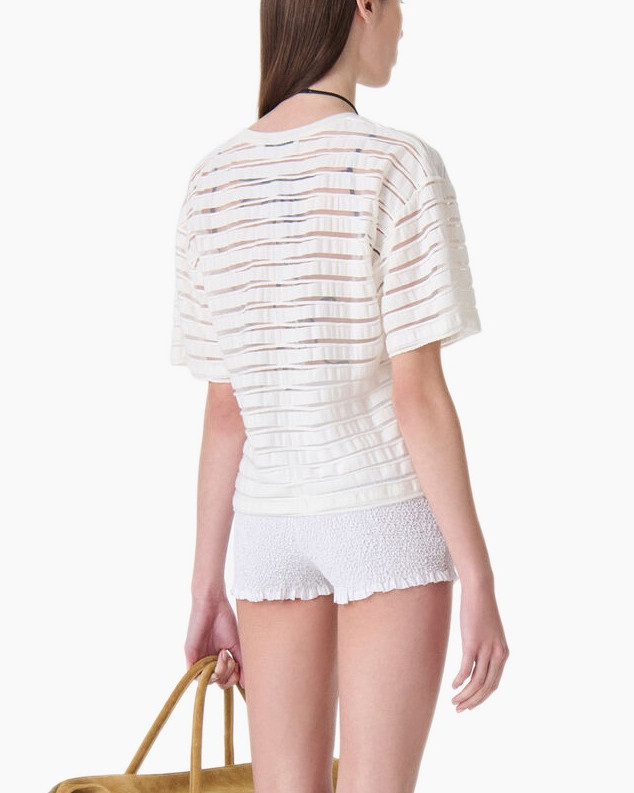 top, short-sleeve, white, sheer, circus-knit?