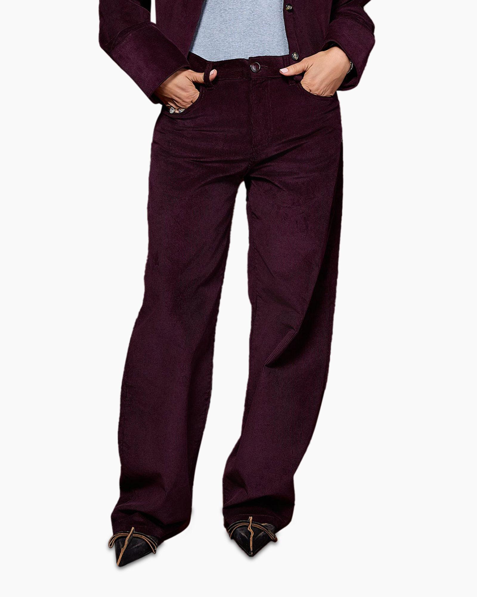 broek, korduroy, bordeaux, wijdte-pijp, broeken