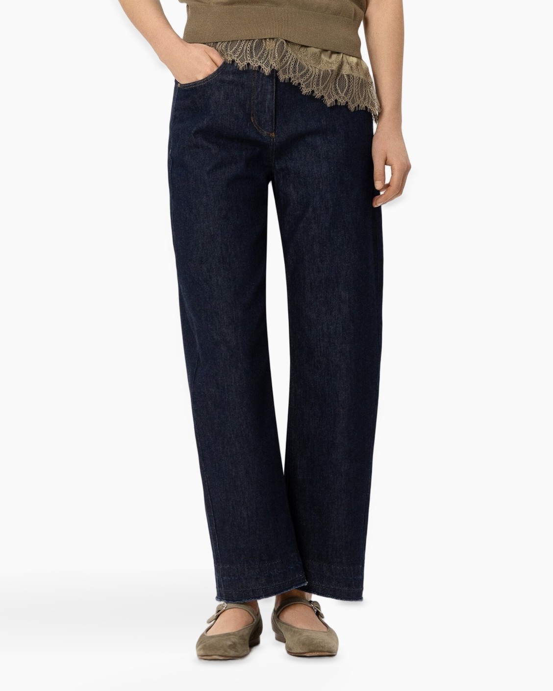 denim, spijkerbroek, wijd uit, blauw, broek