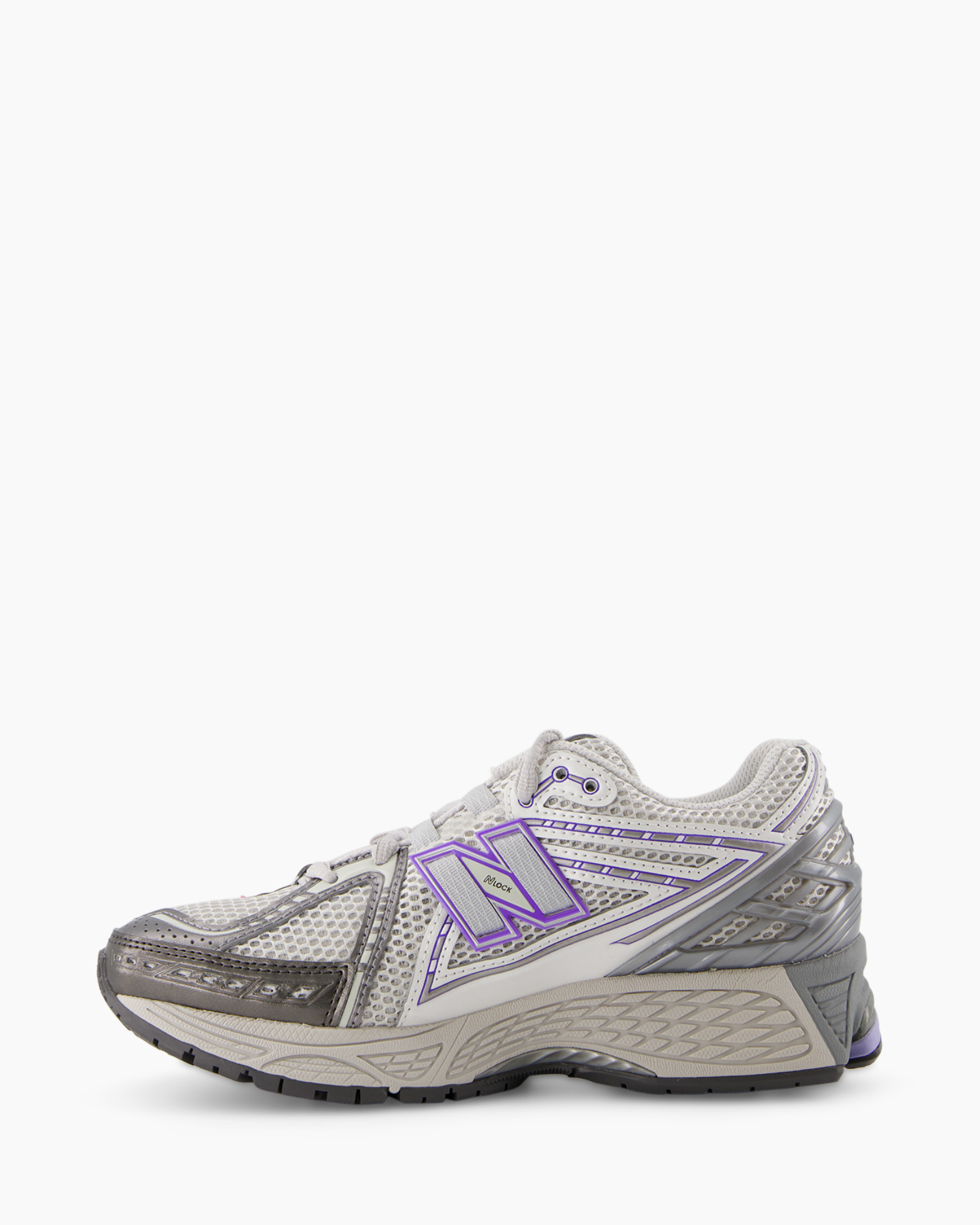 running shoe, athletic shoe, mesh upper, gray purple, brandless sneaker