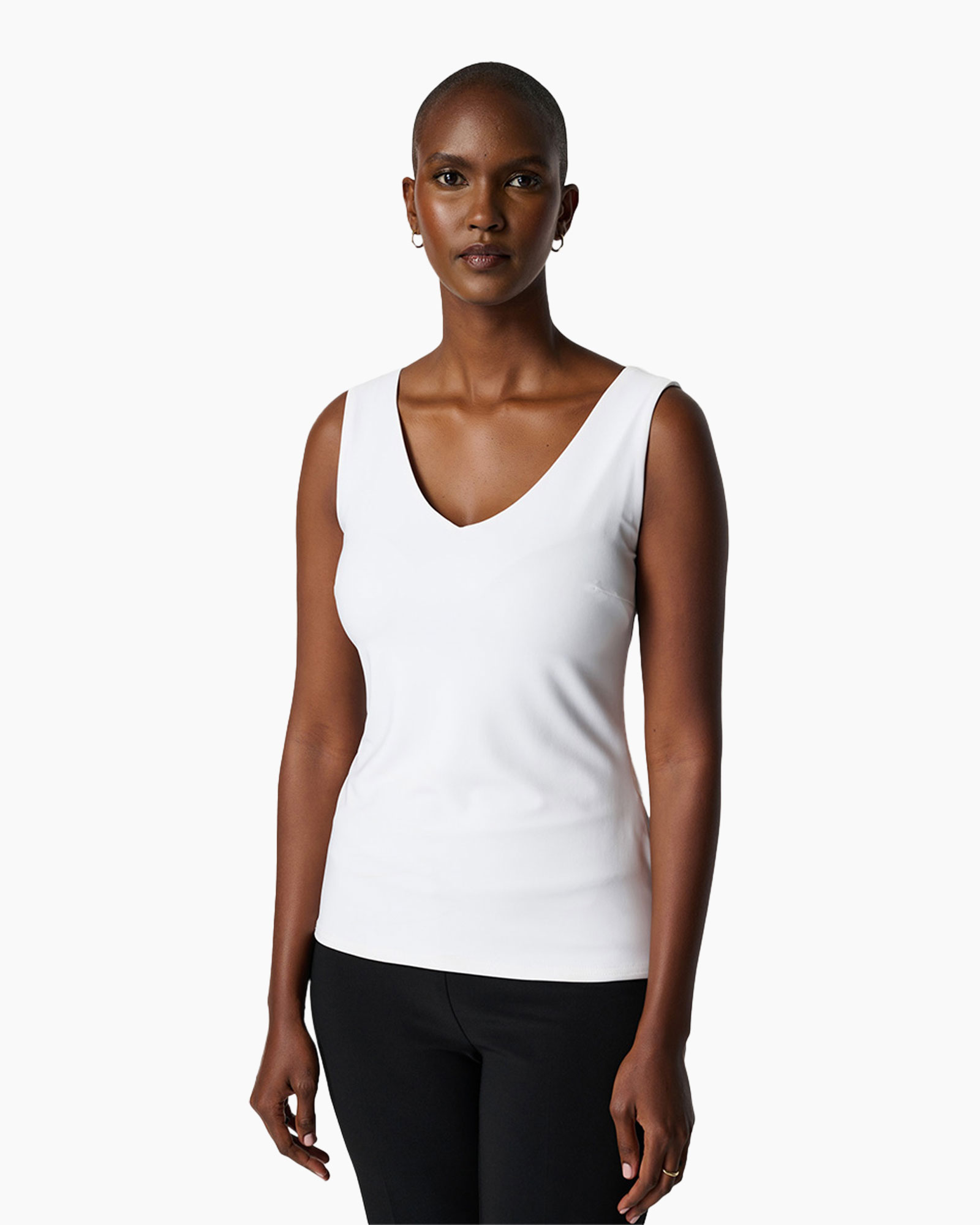 tanktop, witte top, mouwloos, zakloos, vrouwen top