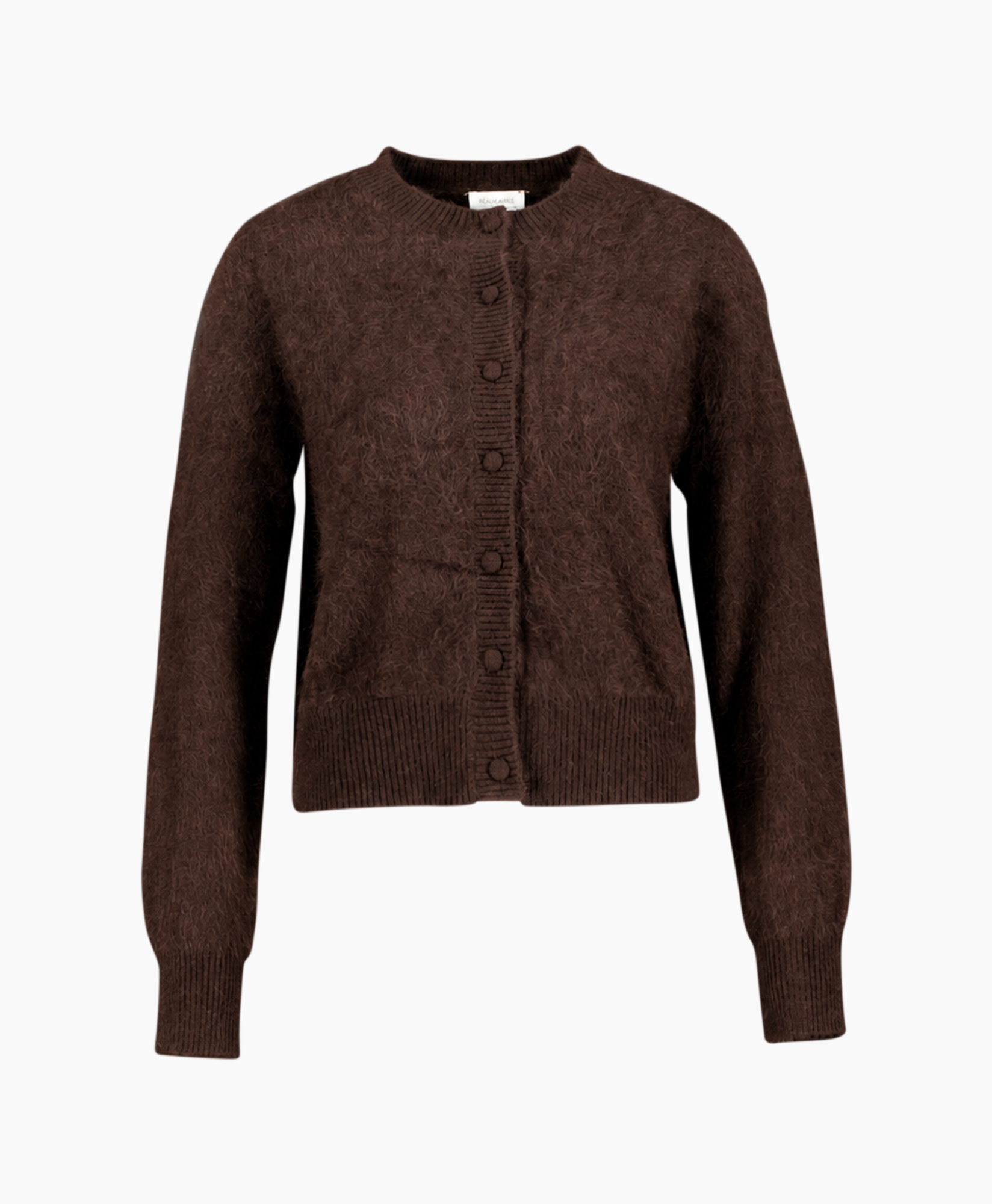 cardigan, knopslus, bruin, breipol, langarm