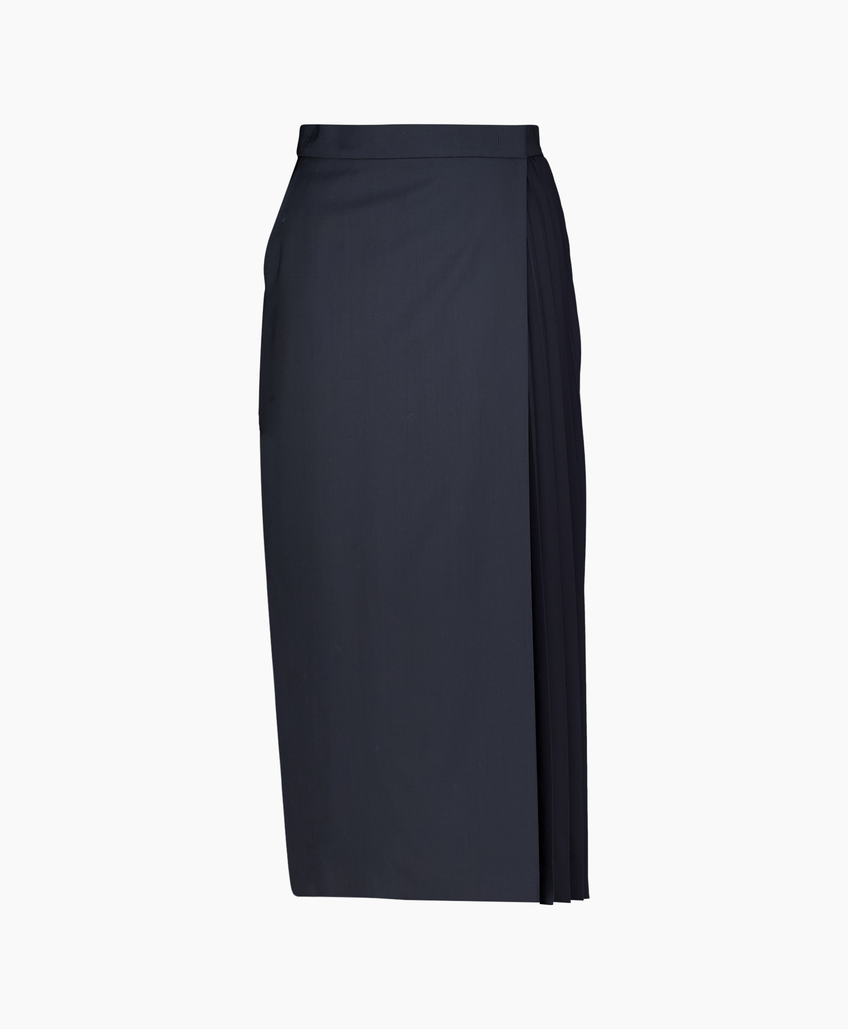 rok, marineblauw, omslag, plissé, middellang