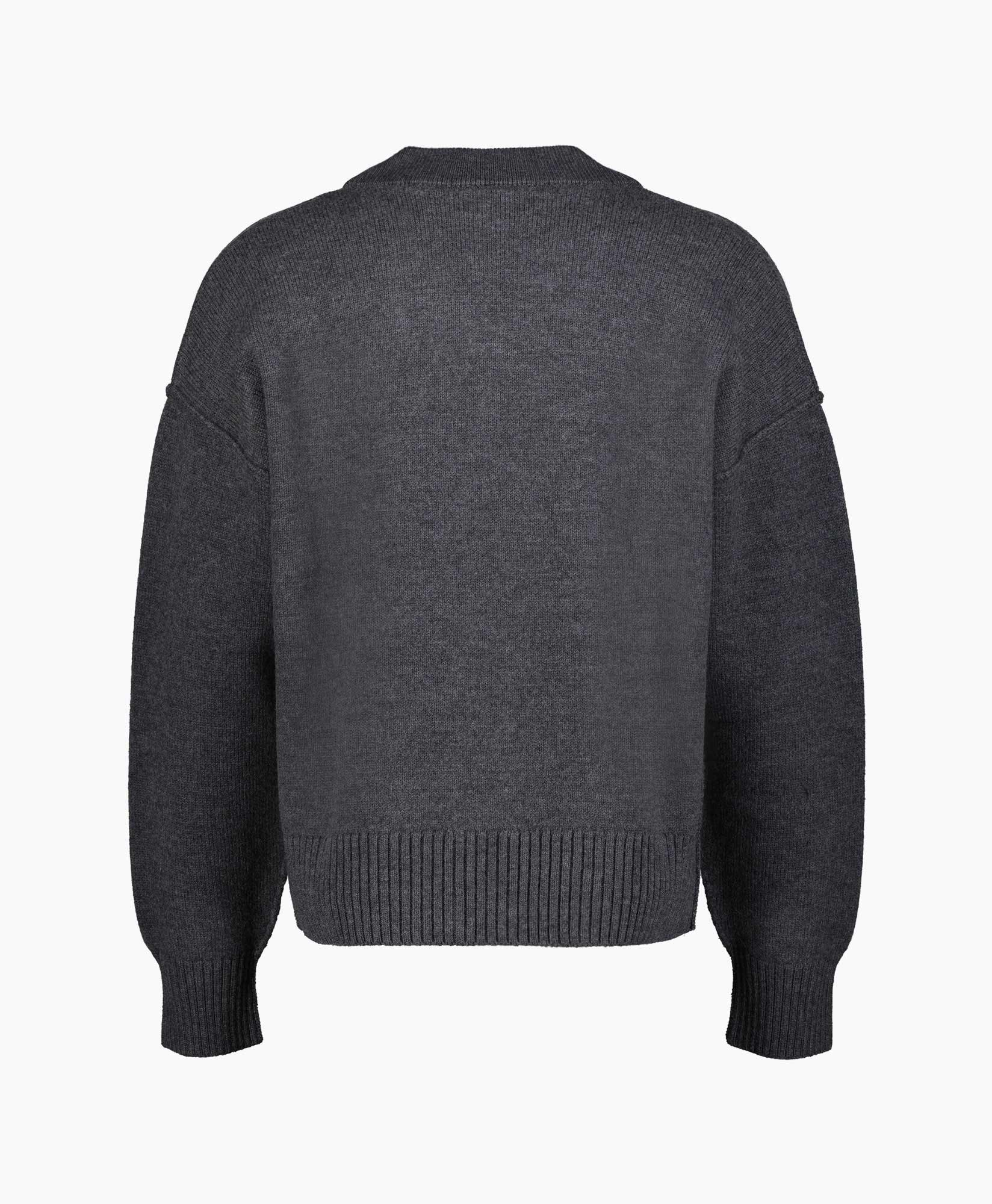 Ami Vest Red Adc Cardigan Wool Merino Antraciet