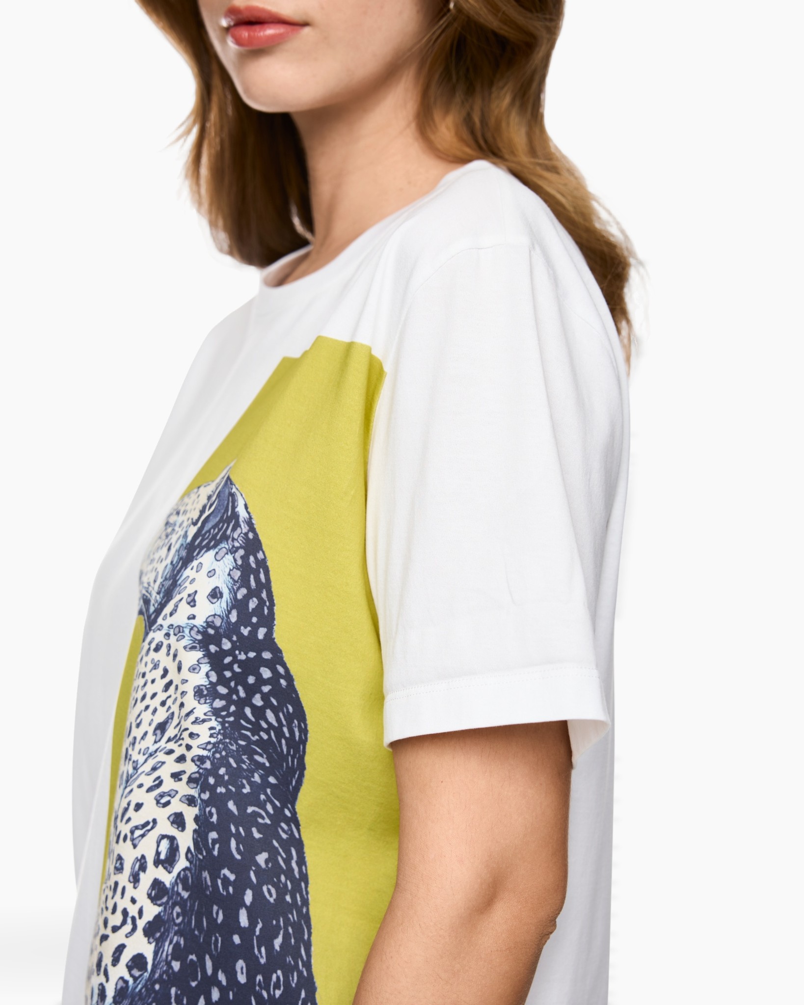 t-shirt, mouw kort, grafisch, wit, geel grafisch