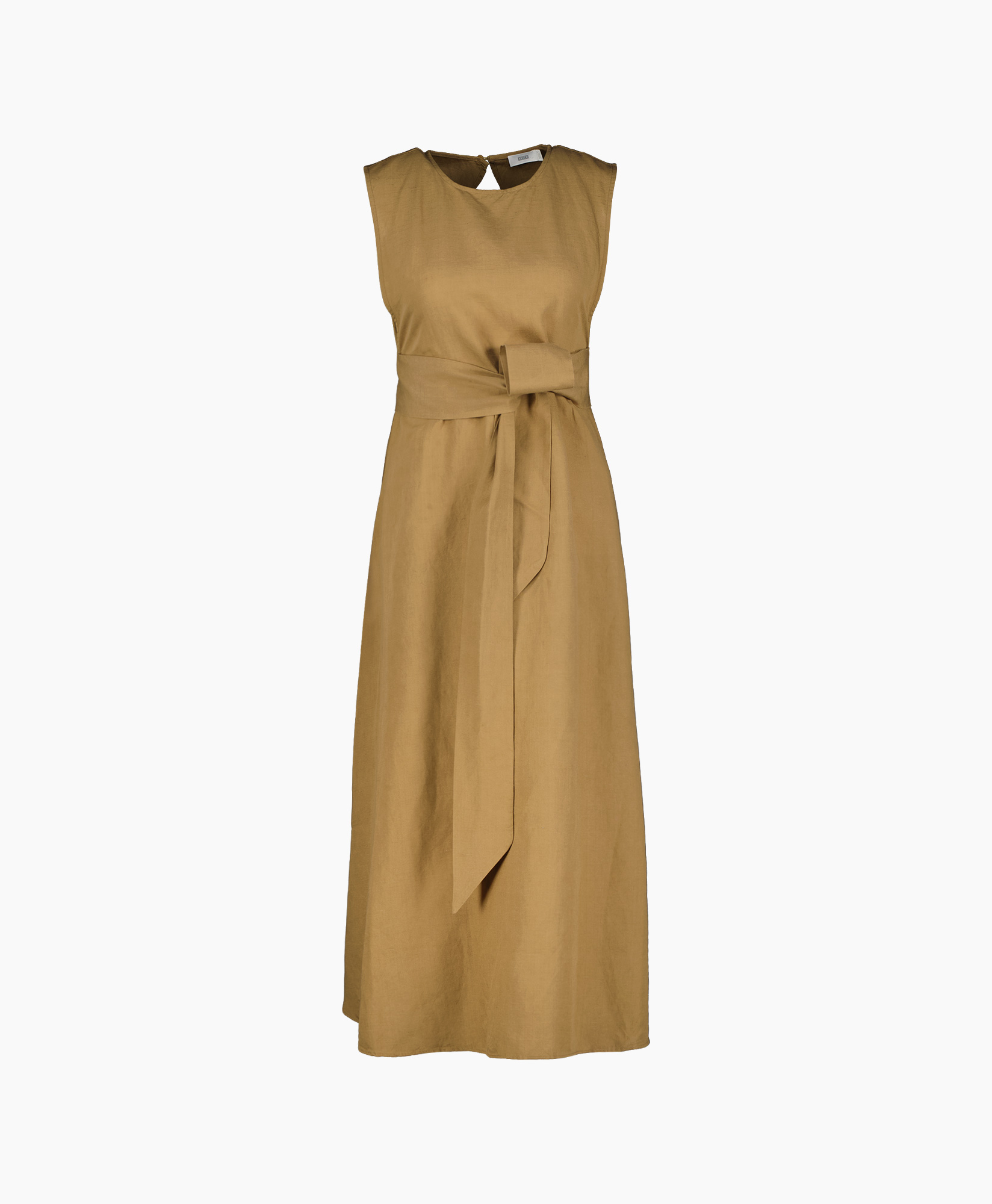 Closed Midi Jurk Waisted Belt Dress Bruin