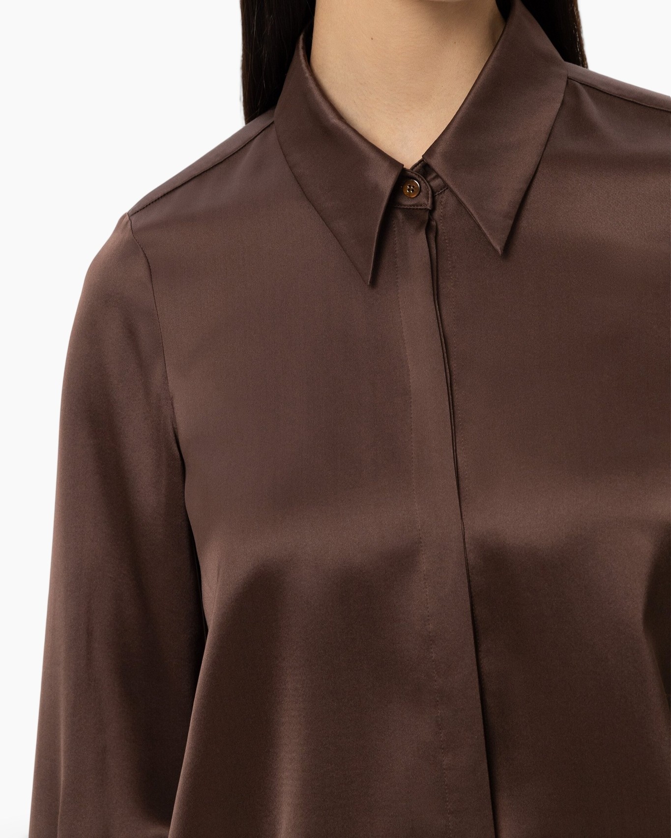 hemd, blouse, bruin, kraag, knop