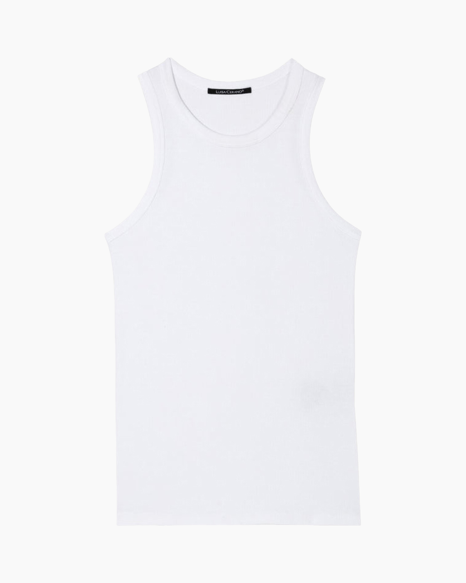 tanktop, wit, mouwloos, basis, katoen