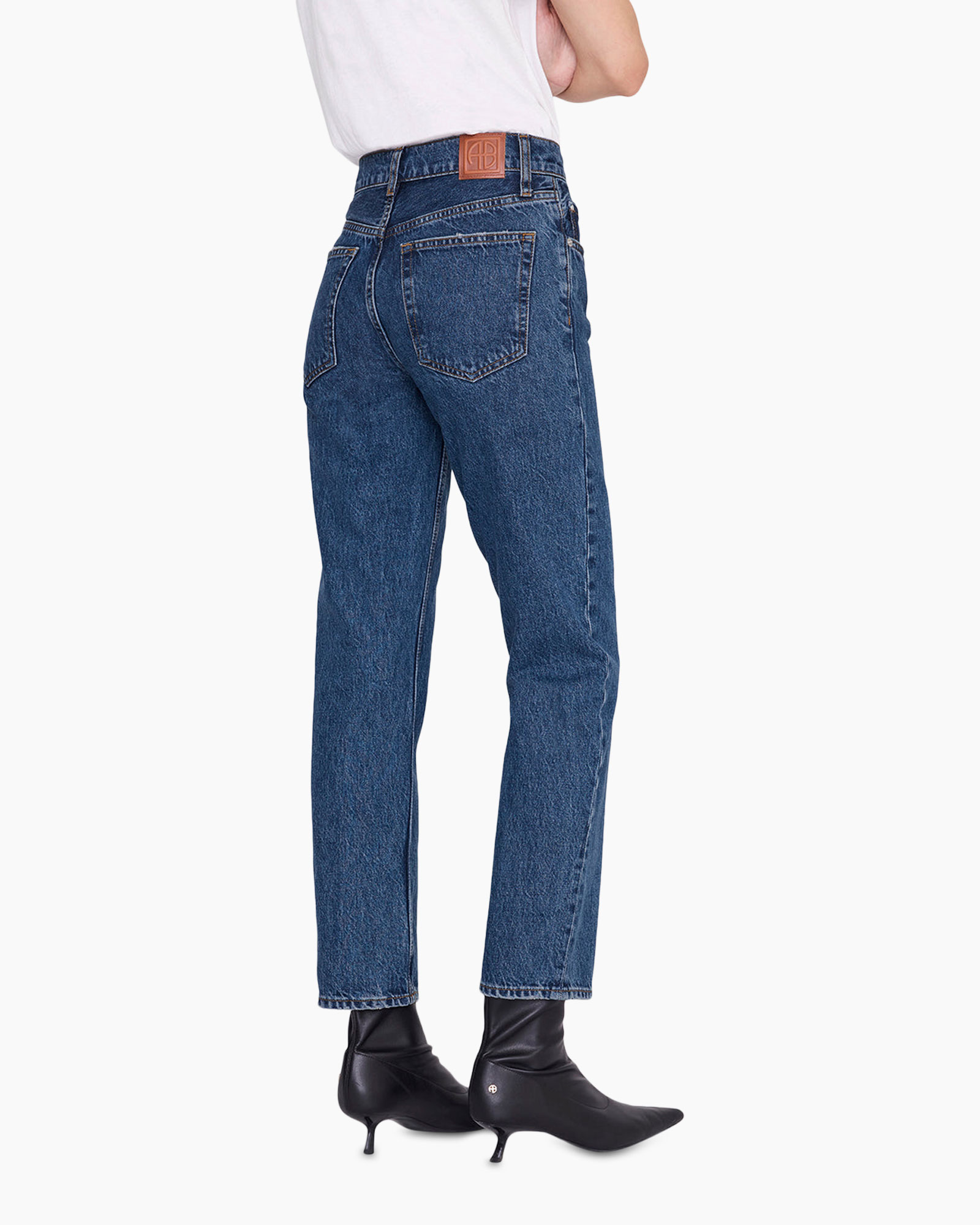broek, blauw, denim, rechte pijp, volle lengte