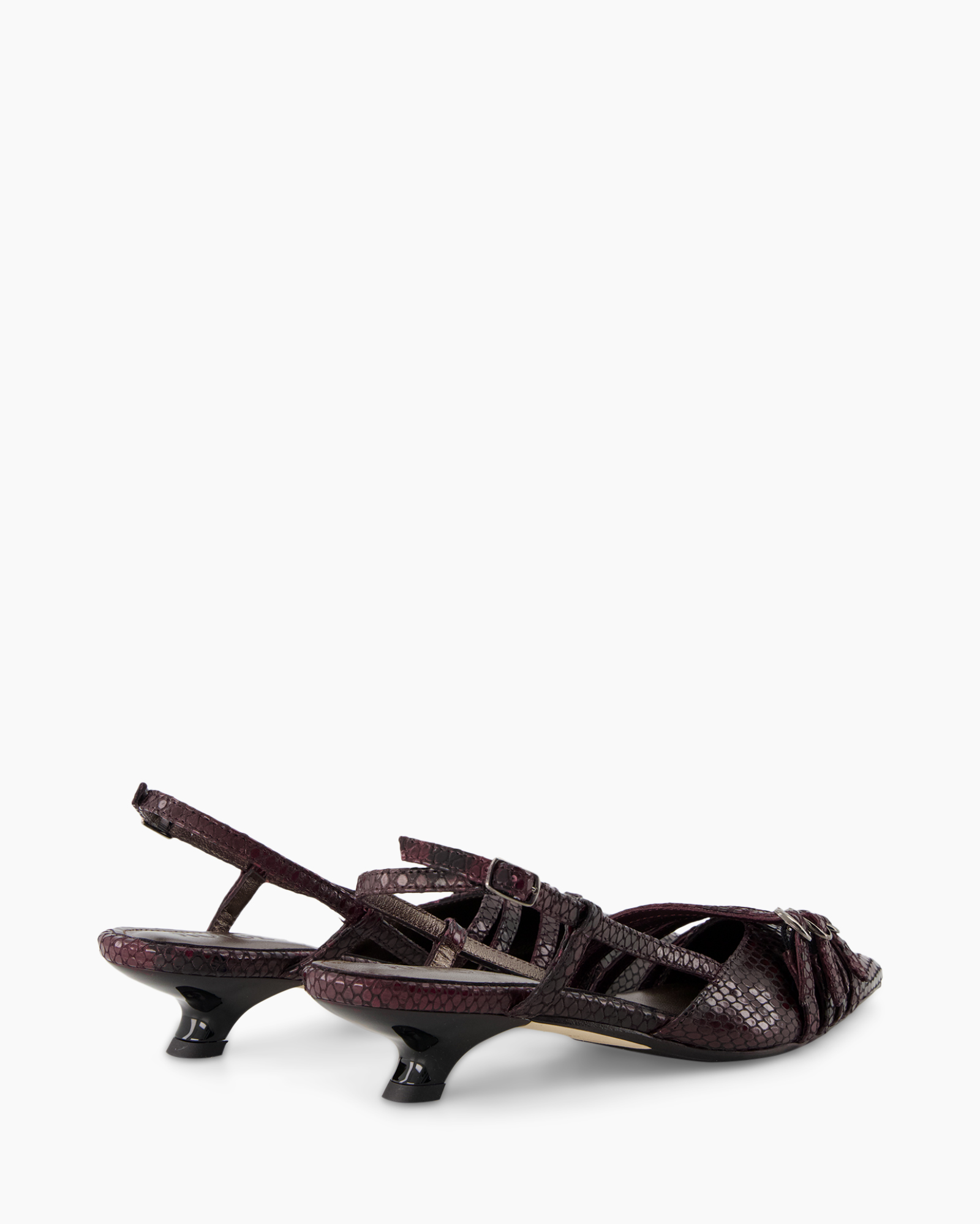 slingback, laag-hiel, bandjes, klein-hiel, slangenhuid patroon