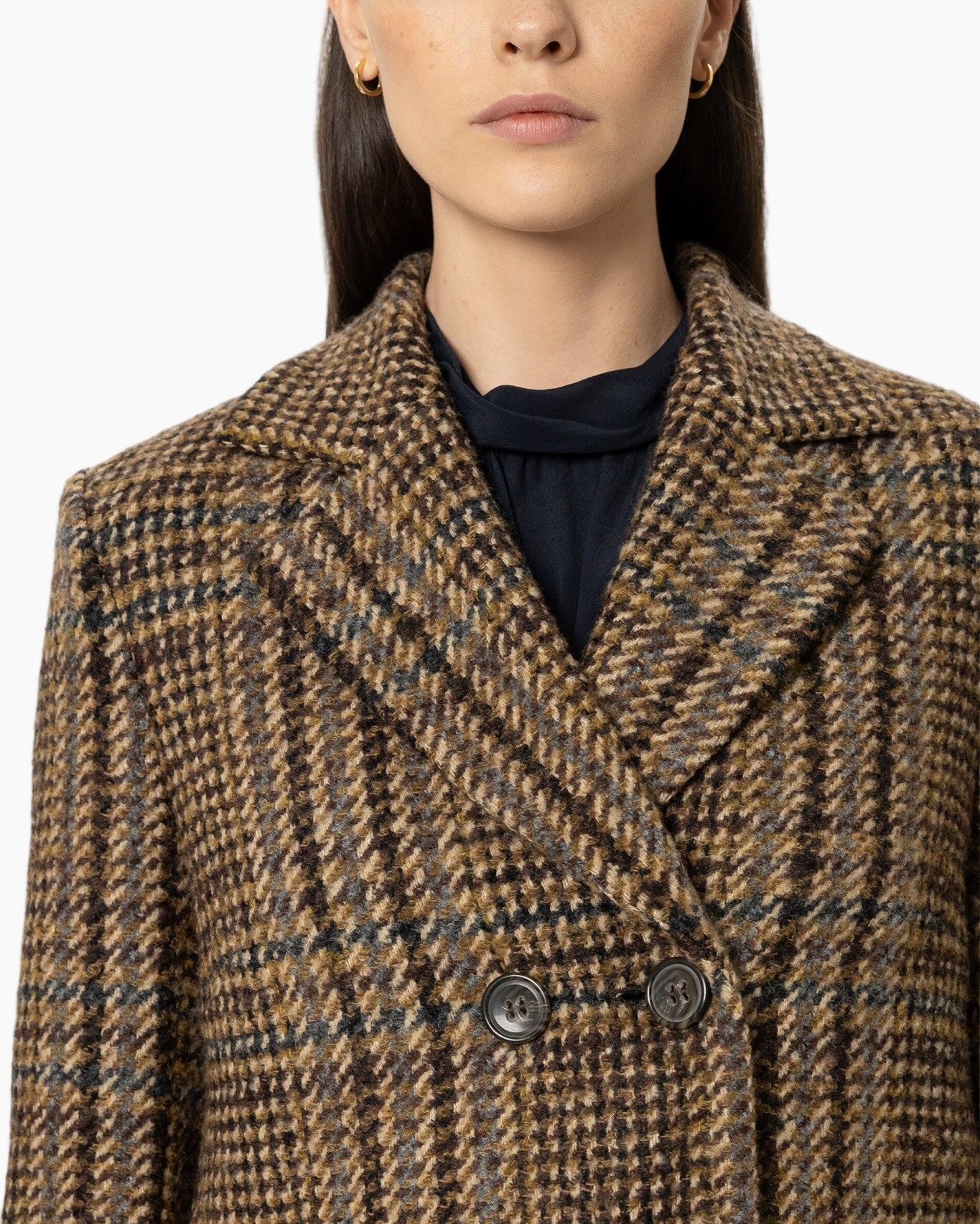 blazer, plaid, dubbel-breasted, ruit(random), gebreid