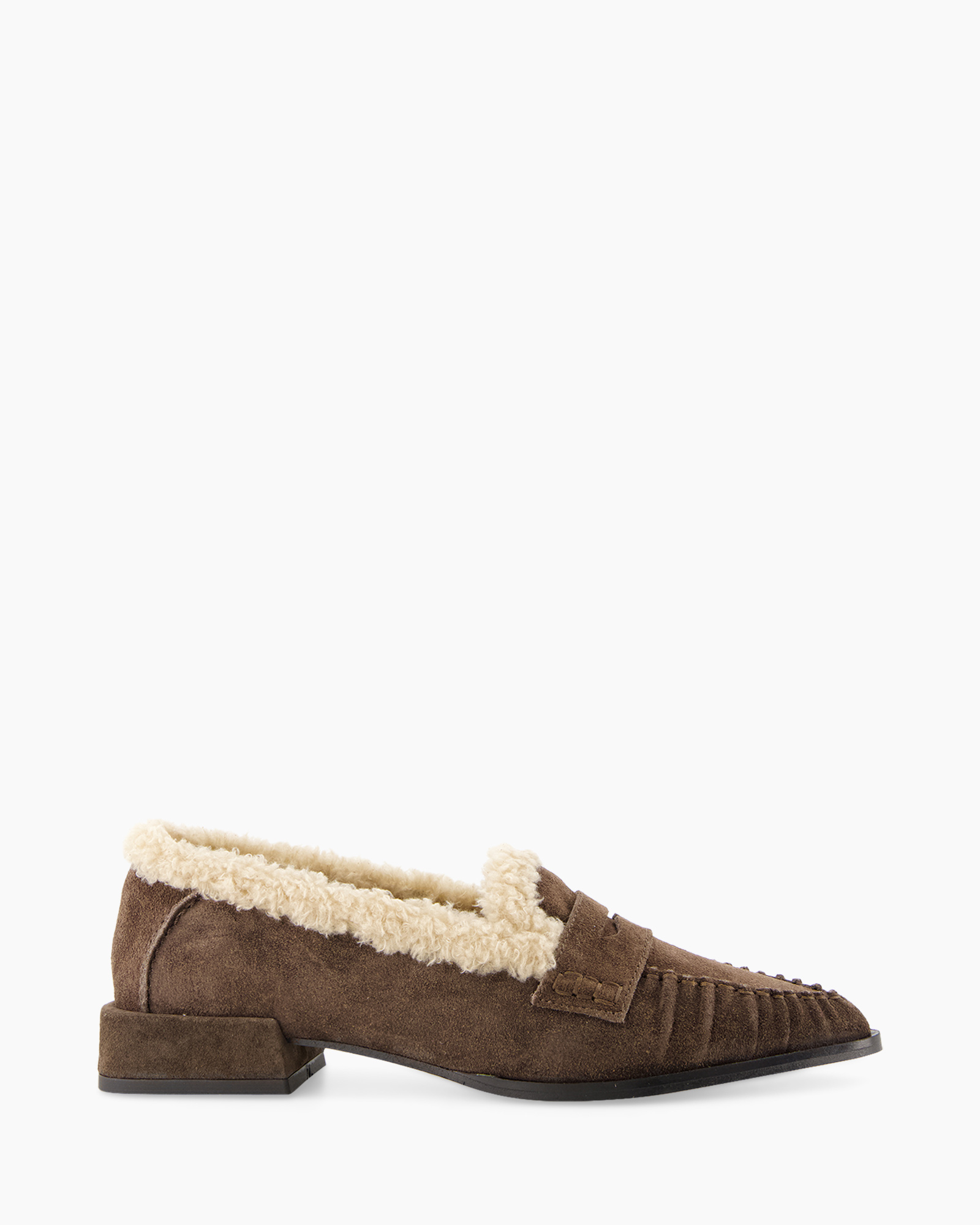 moccasins, slip-on, bruin, shearling, suède