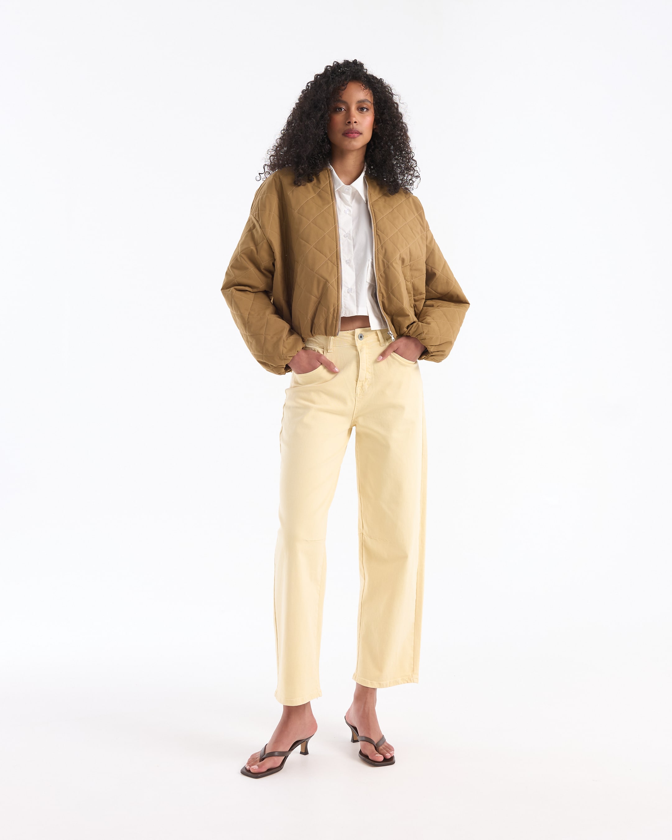 jacket, quilted, brown, bolero, puffer