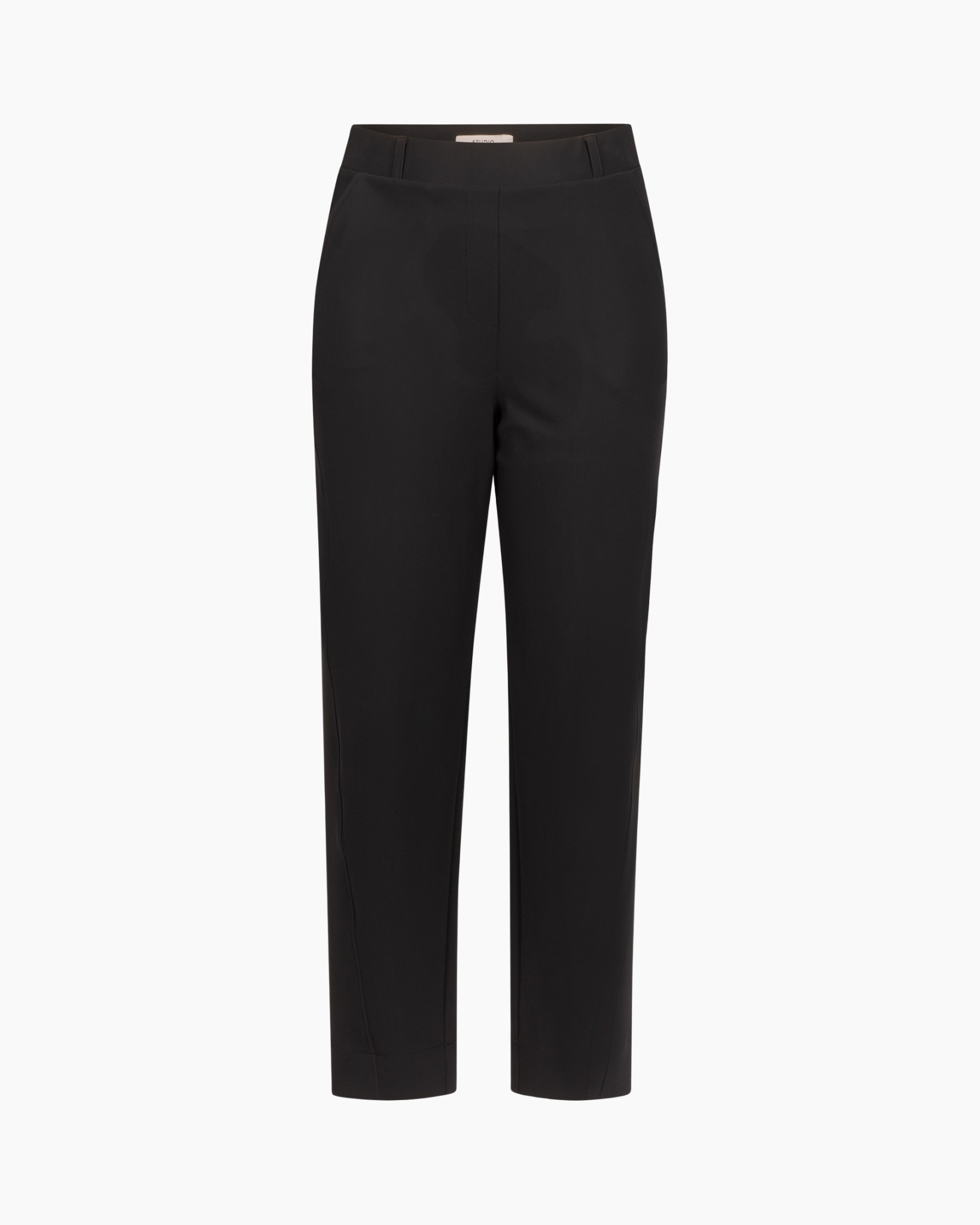 broek, broeken, zwart, mid-rise, slim-fit