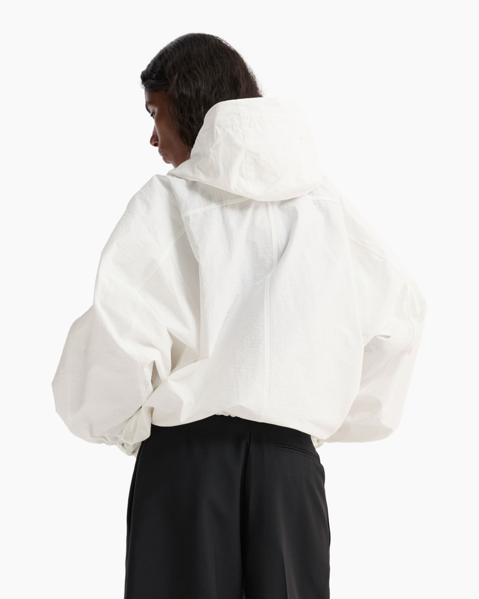 hoodie, pullover, wit, kapmantel, zakloos