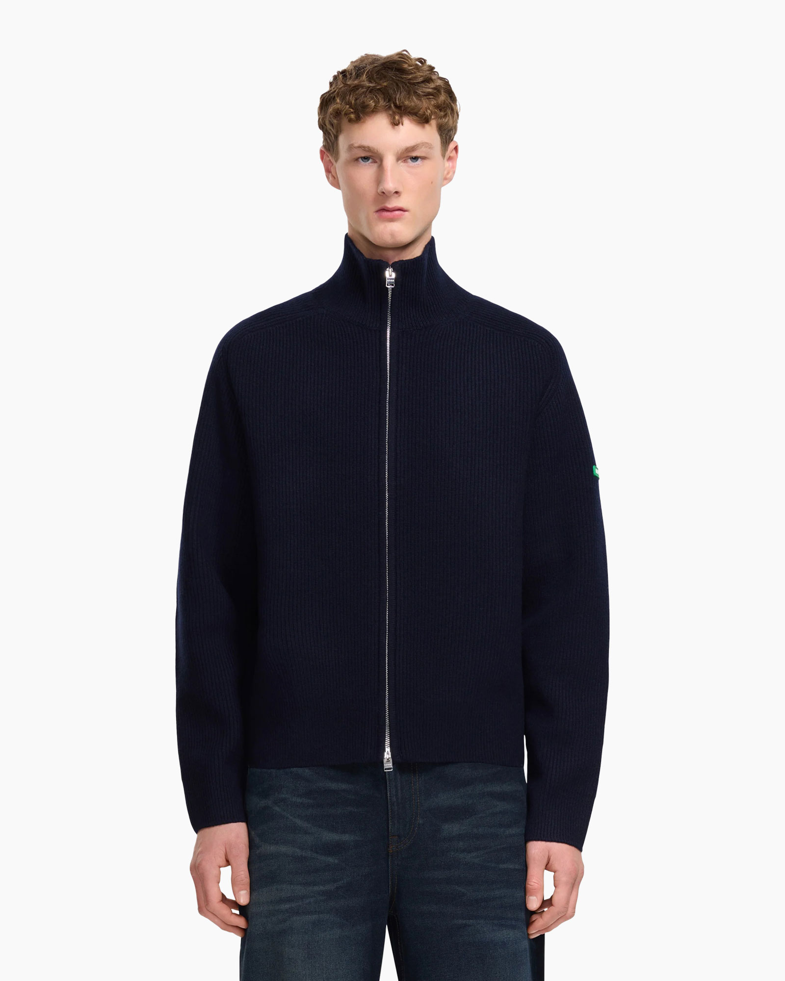 rits, navy trui, knoopploeg?, volle rits trui, gebreide jas