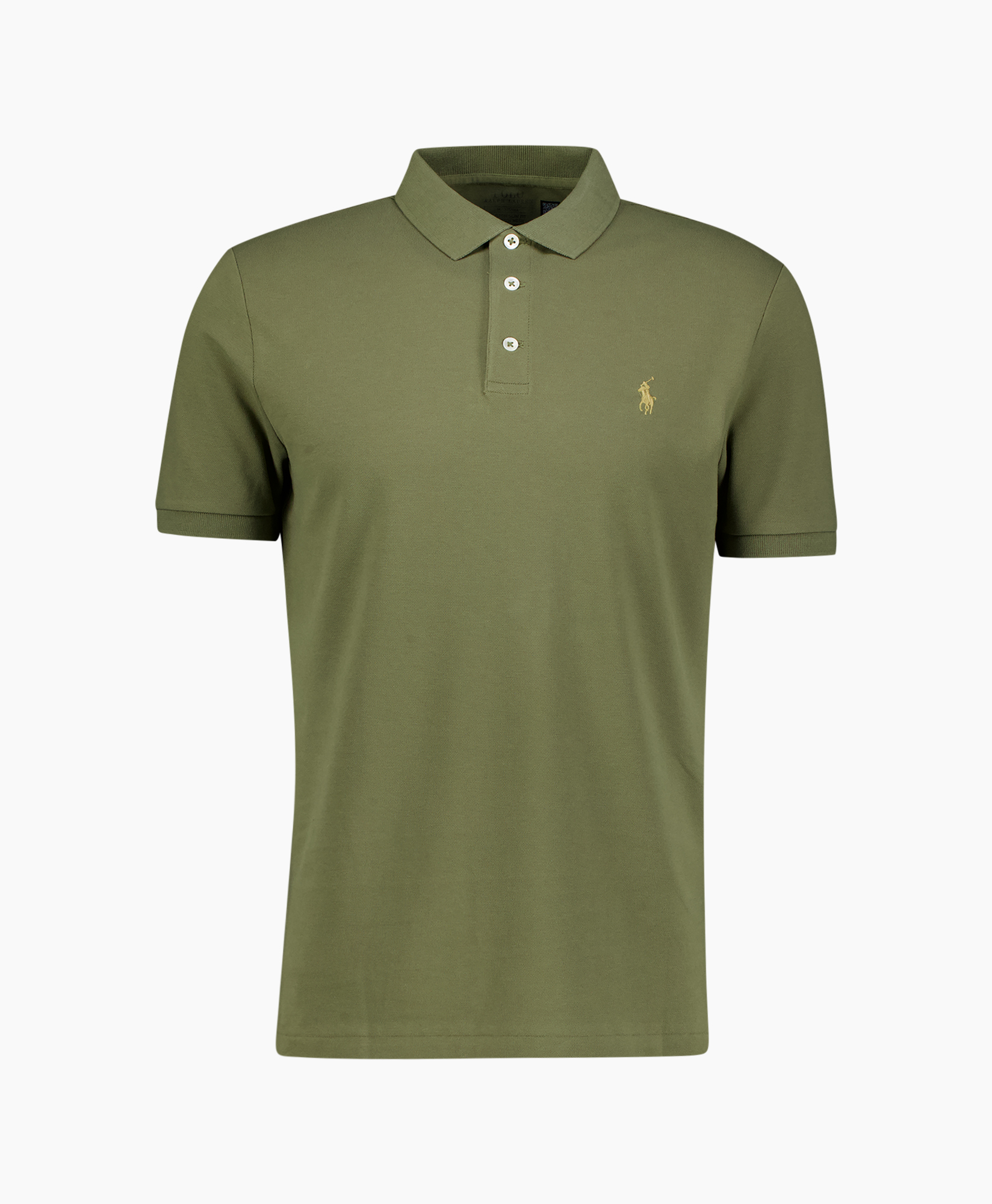 poloshirt, korte mouwen, olijf groen, polo kraag, logo borduring