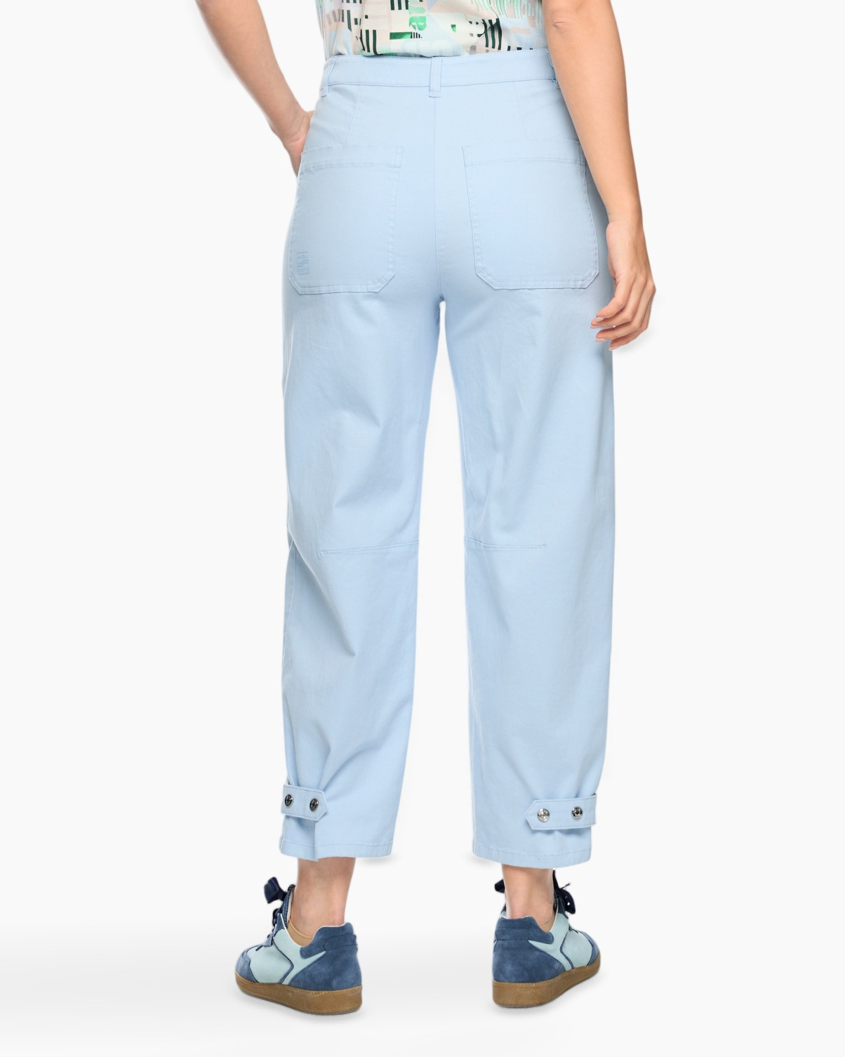 broek, lichtblauw, capri, enkellengte, casual