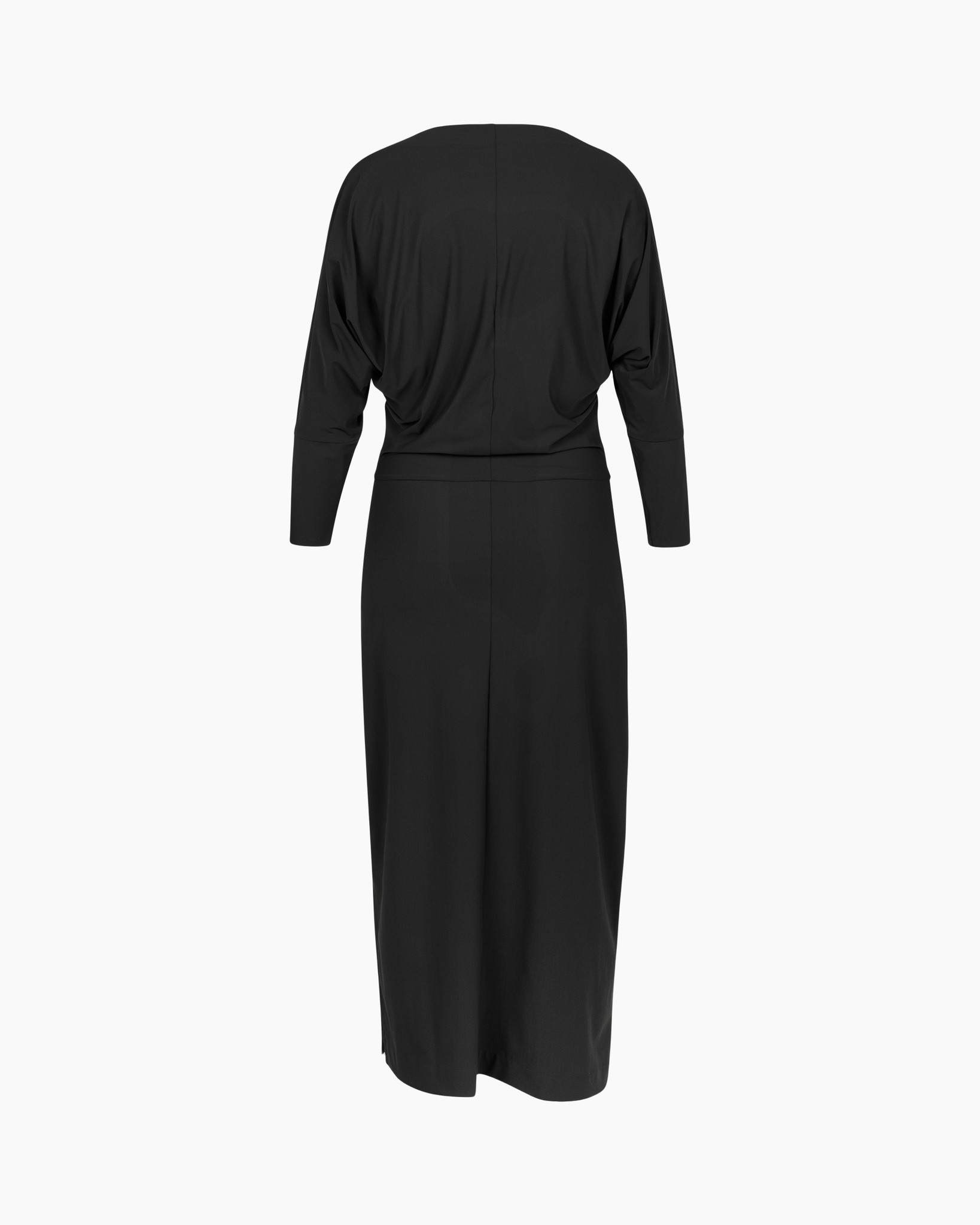 dress, black, maxi, three-quarter sleeves, central waist