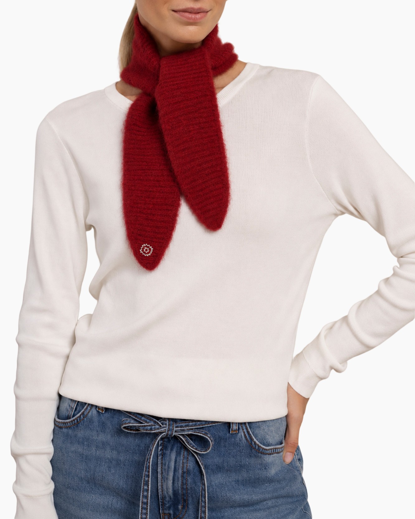 sjaal, gebreid, rood, omslag, sjaal met franjes