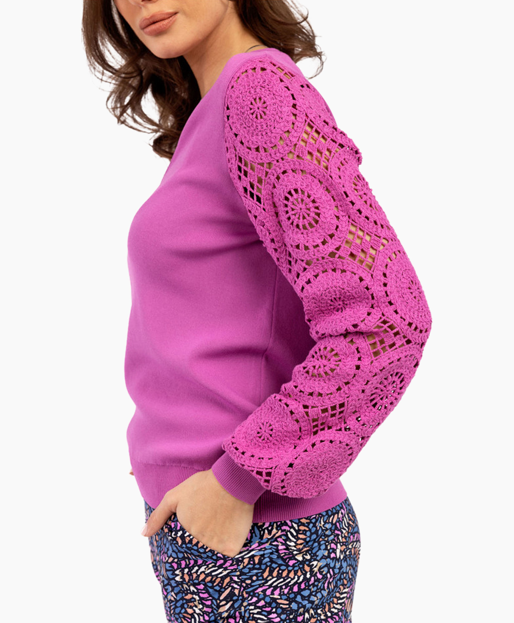 Pullover Dinah Crochet Roze