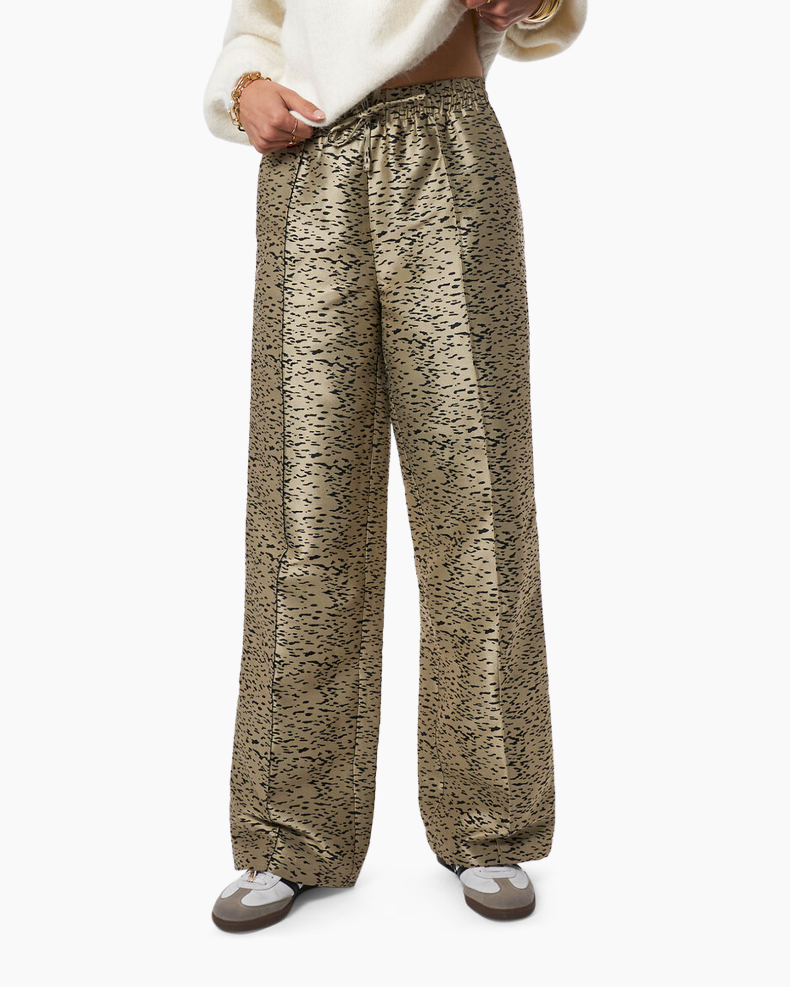 Broek Pintuck Pants In Animal Jacquard Goud