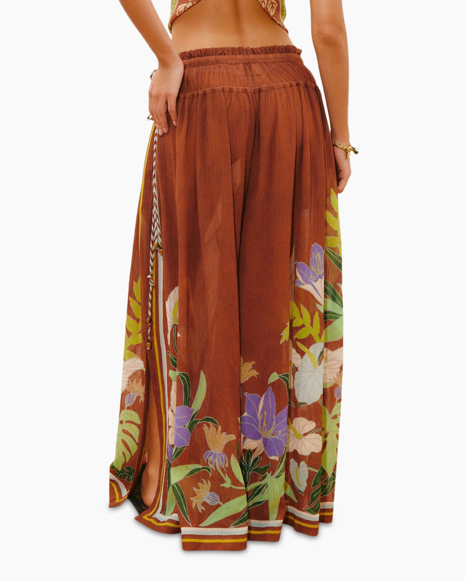 broek, bloemen, wijded, bohemien, couture