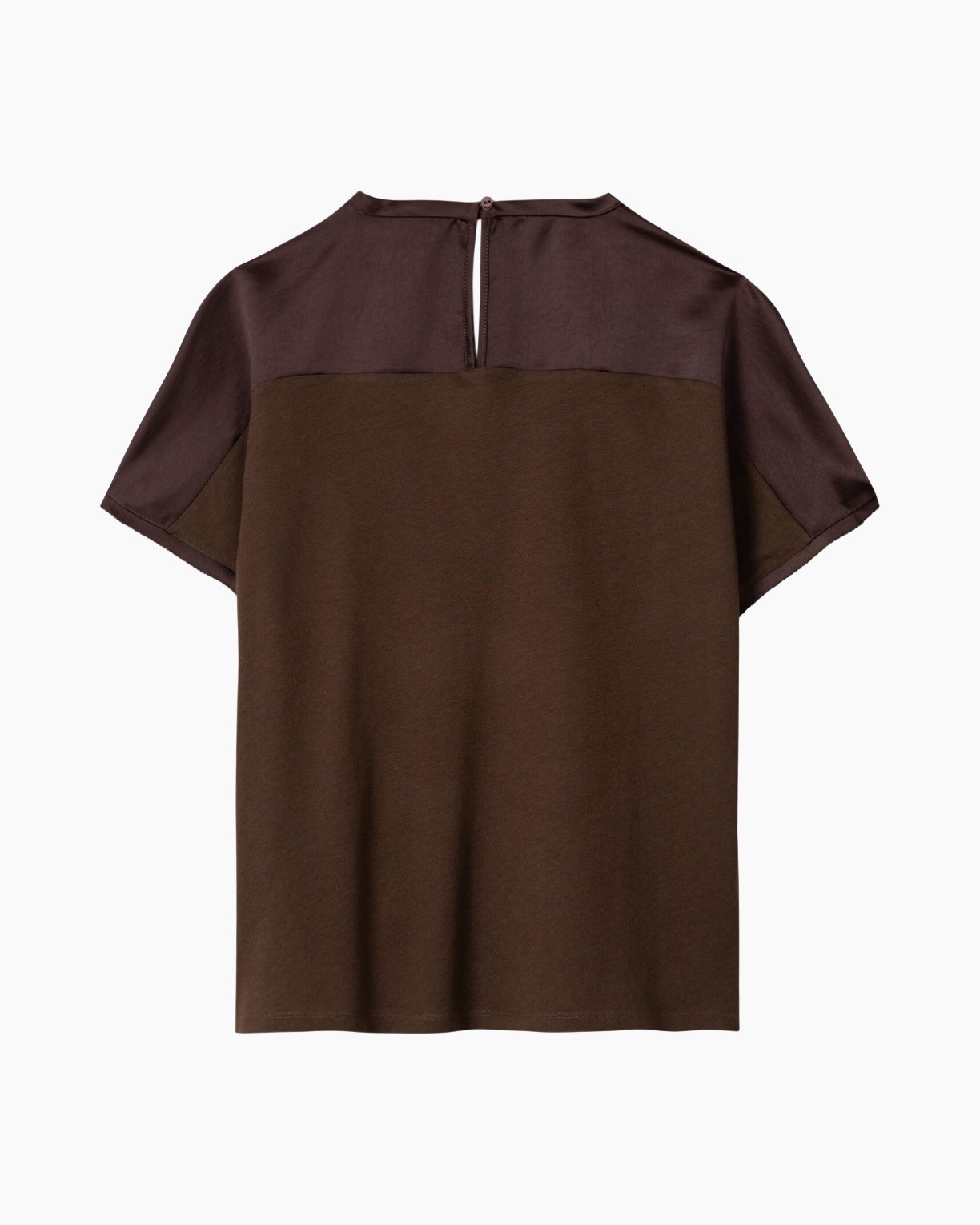 top, blouse, twee-tonen, bruin, korte mouwen