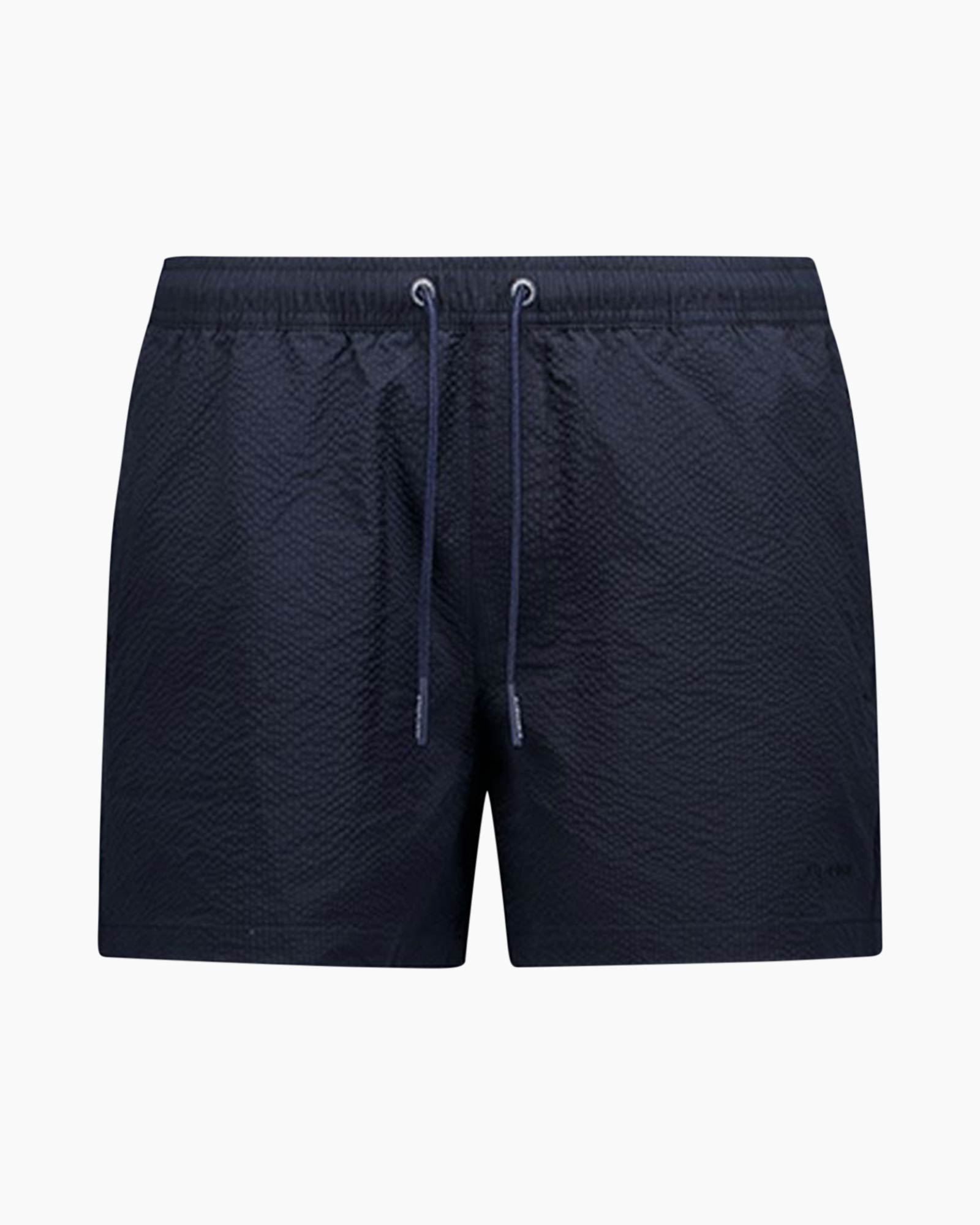 Short Seersucker Swimshort Donker Blauw