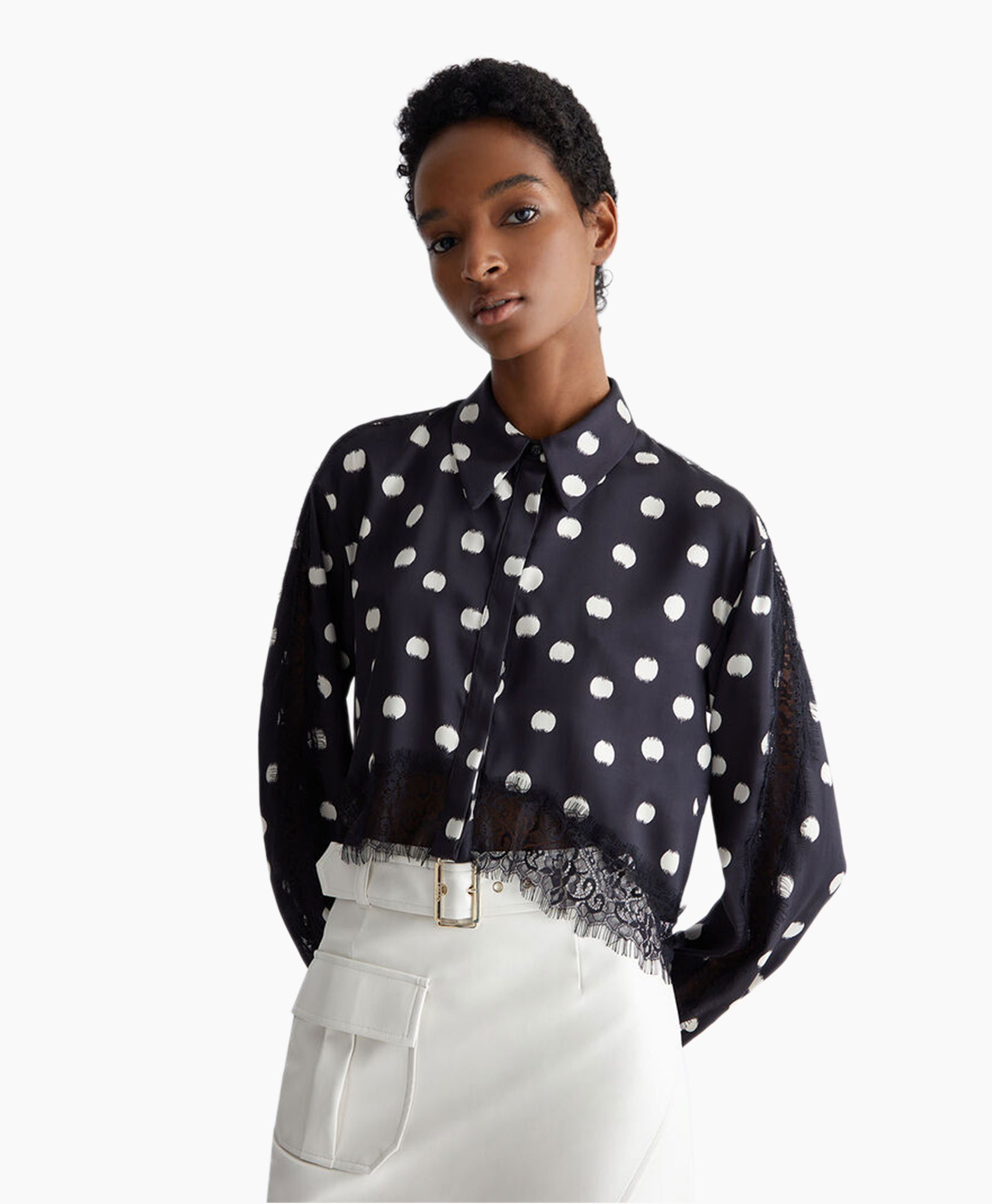 Liu Jo Blouse Escamicia C/dettagali In Pizzo Zwart