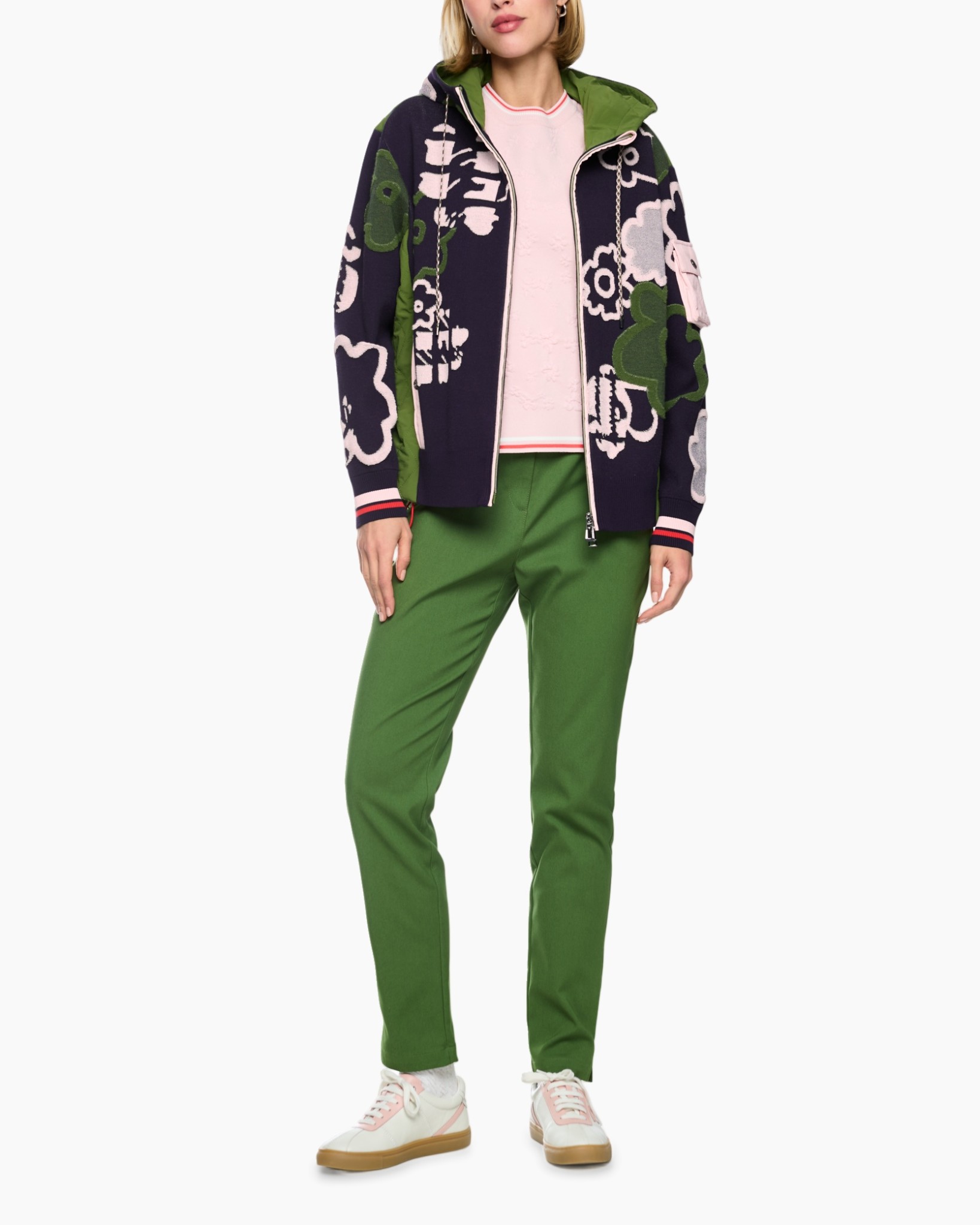jas, hoes, kleurig, patroon, groene-broek