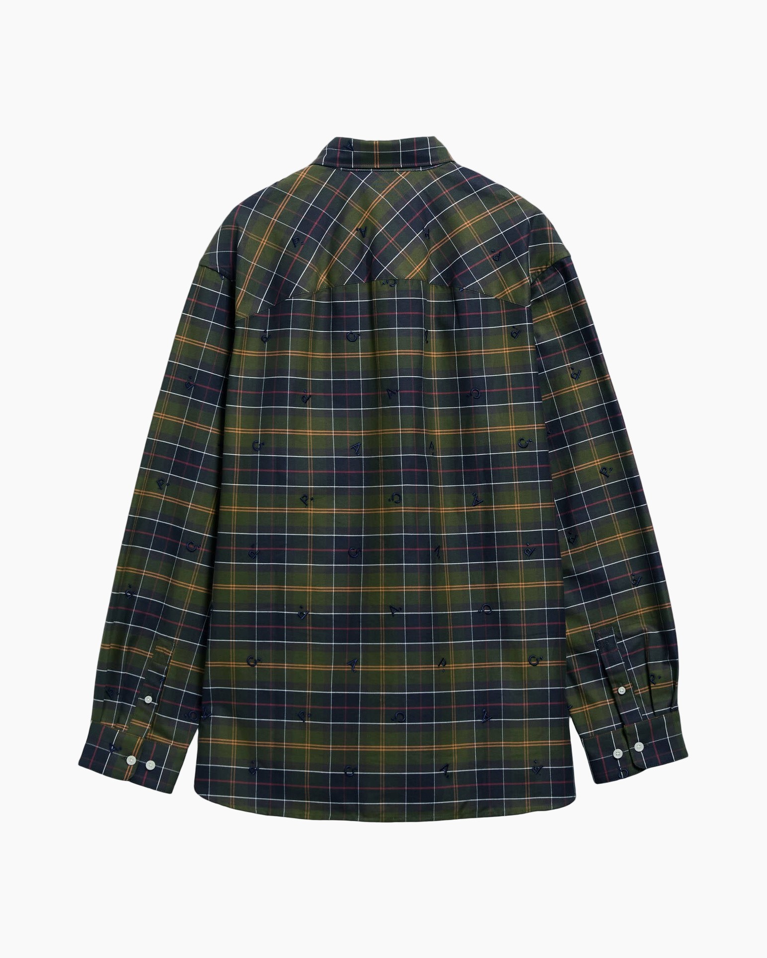 shirt met lange mouwen, overhemd, ruitpatroon, groen, geborduurde details
