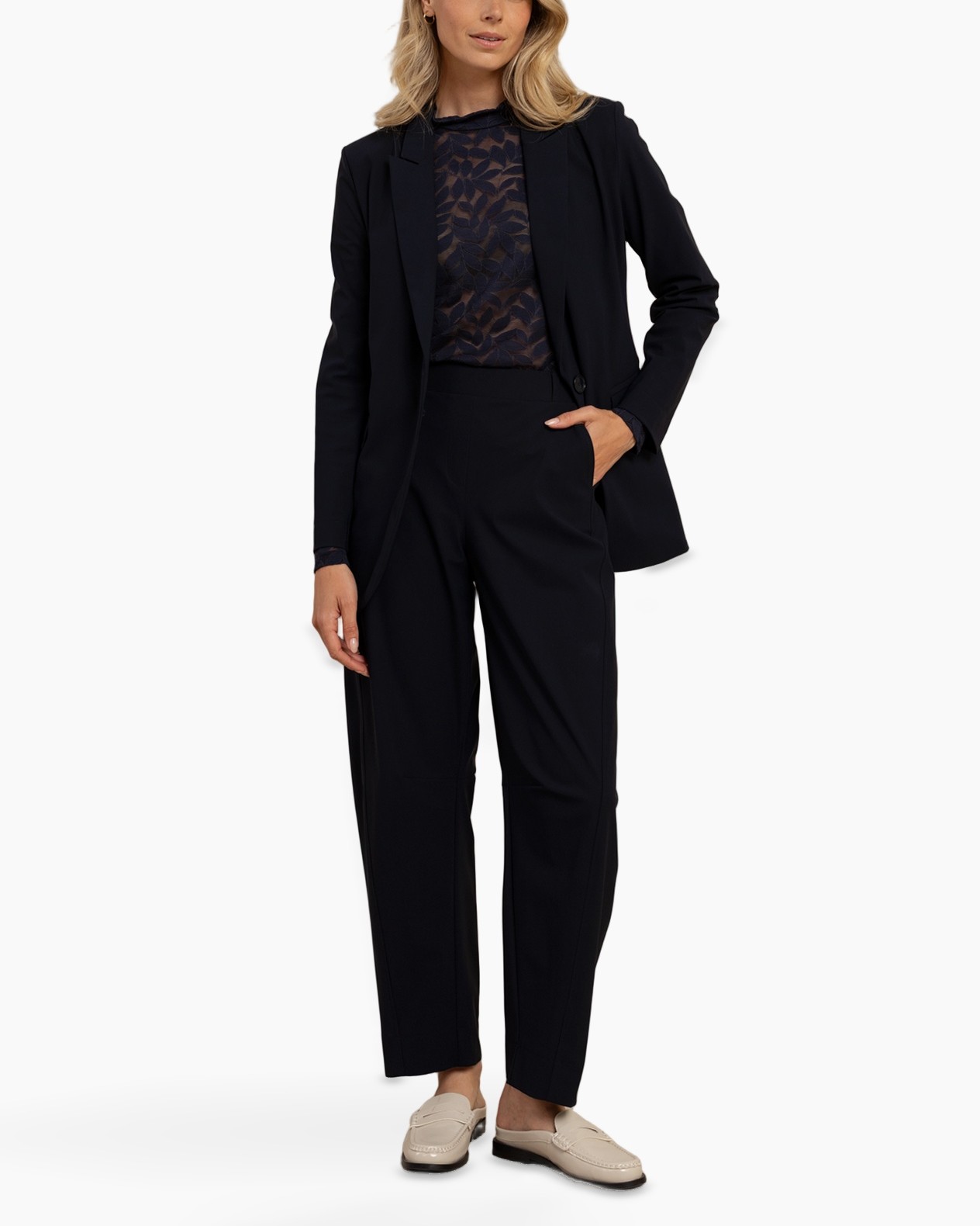 blazer, broek, jacket, loungewesel, kant top