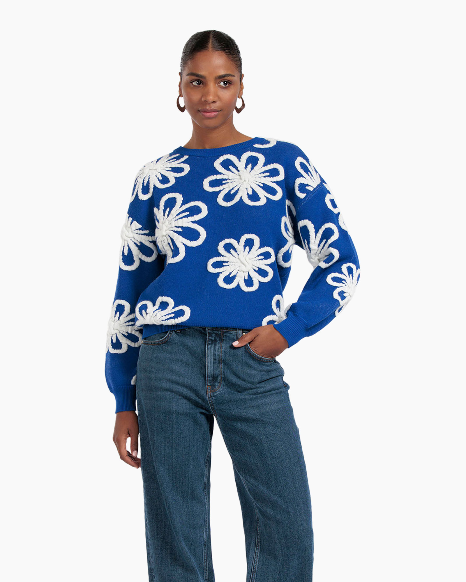 Pullover Cassidey Flower Pullover Licht Blauw Pullover Cassidey Flower Pullover Licht Blauw