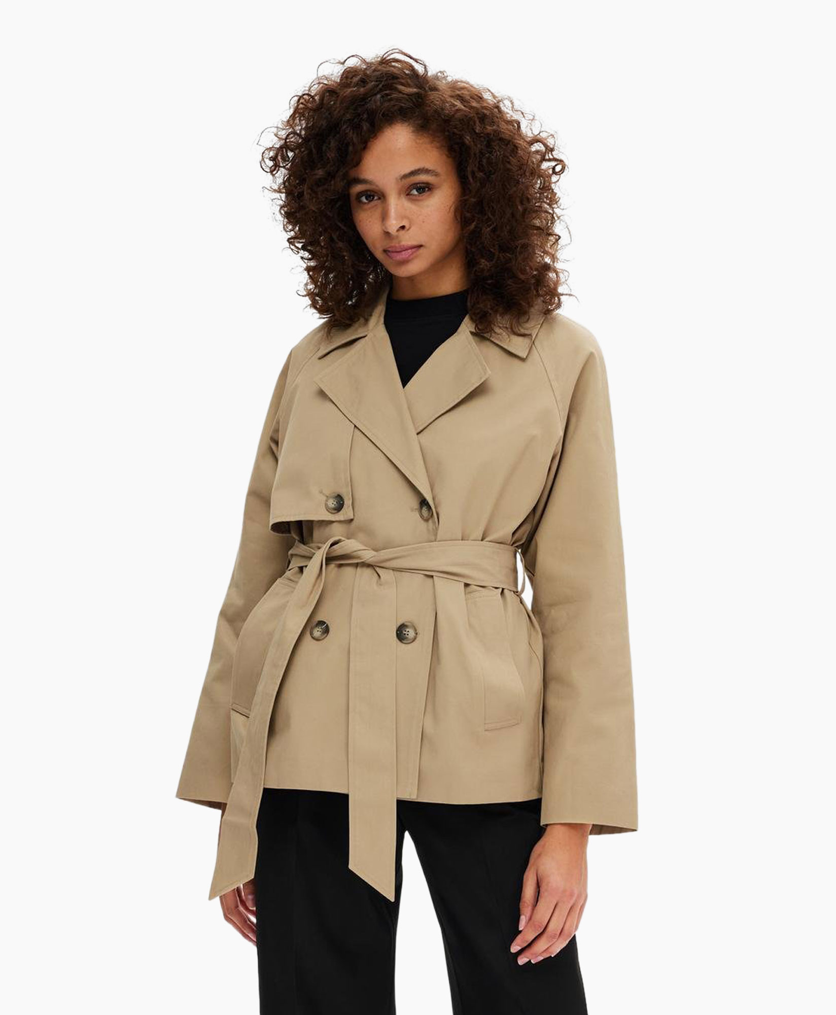 Jack Belinda Short Trench Coat Zand