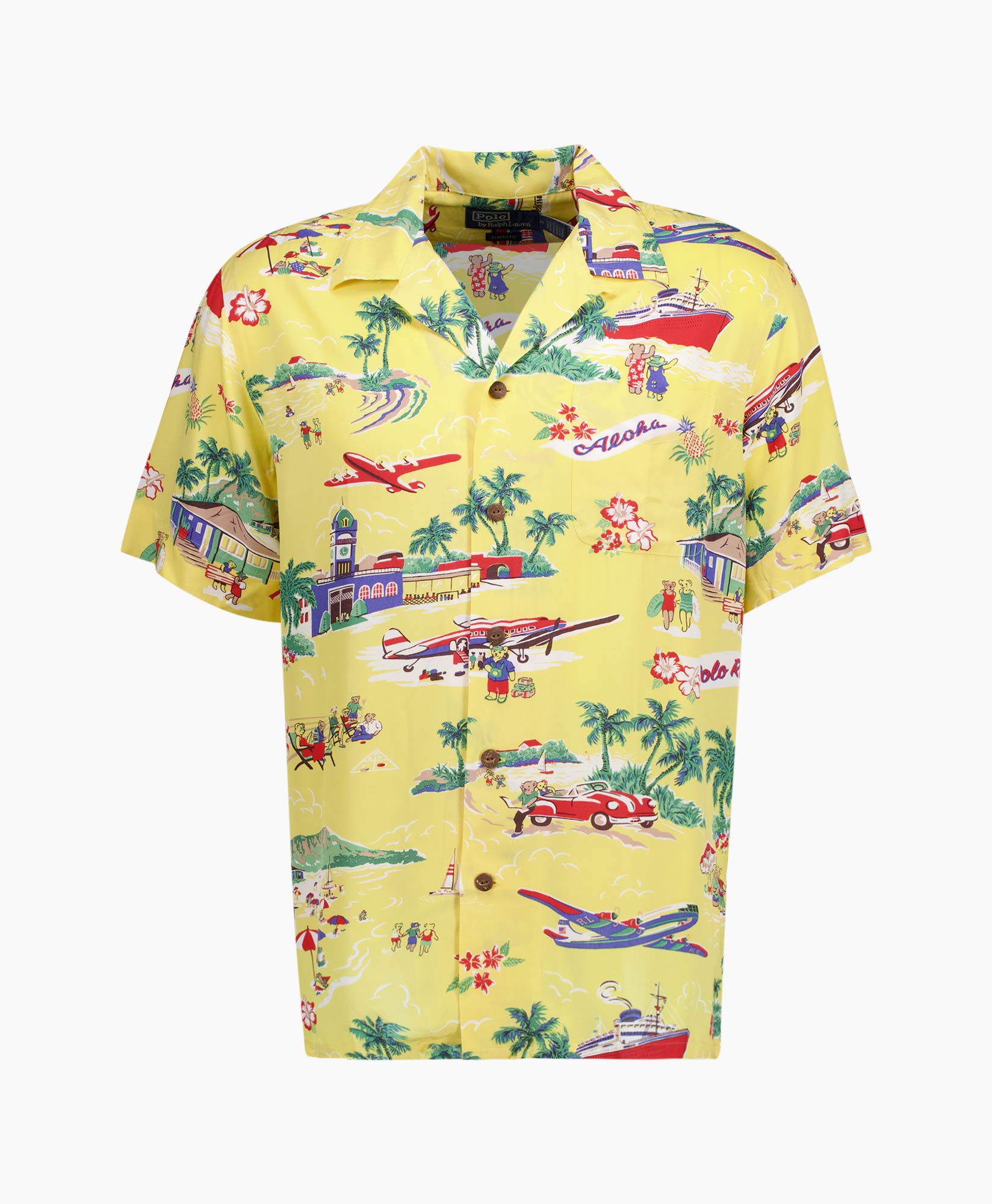 Overhemd Eco Rayon Hawai Printed Geel