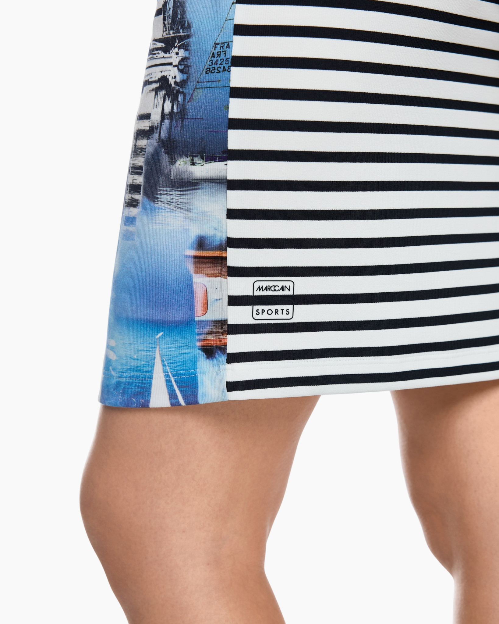 striped, skirt, sports, graphic, pocketless